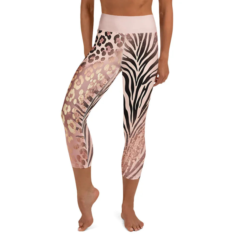Yoga Capri Leggings Yoga Leggings AwRans Clothing all-over-print-yoga-capri-leggings-white-front-687db489bf108