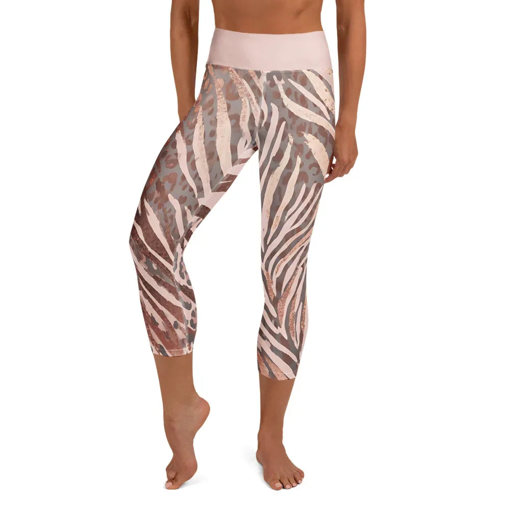 Yoga Capri Leggings Yoga Leggings AwRans Clothing all-over-print-yoga-capri-leggings-white-front-687db4c10b43a
