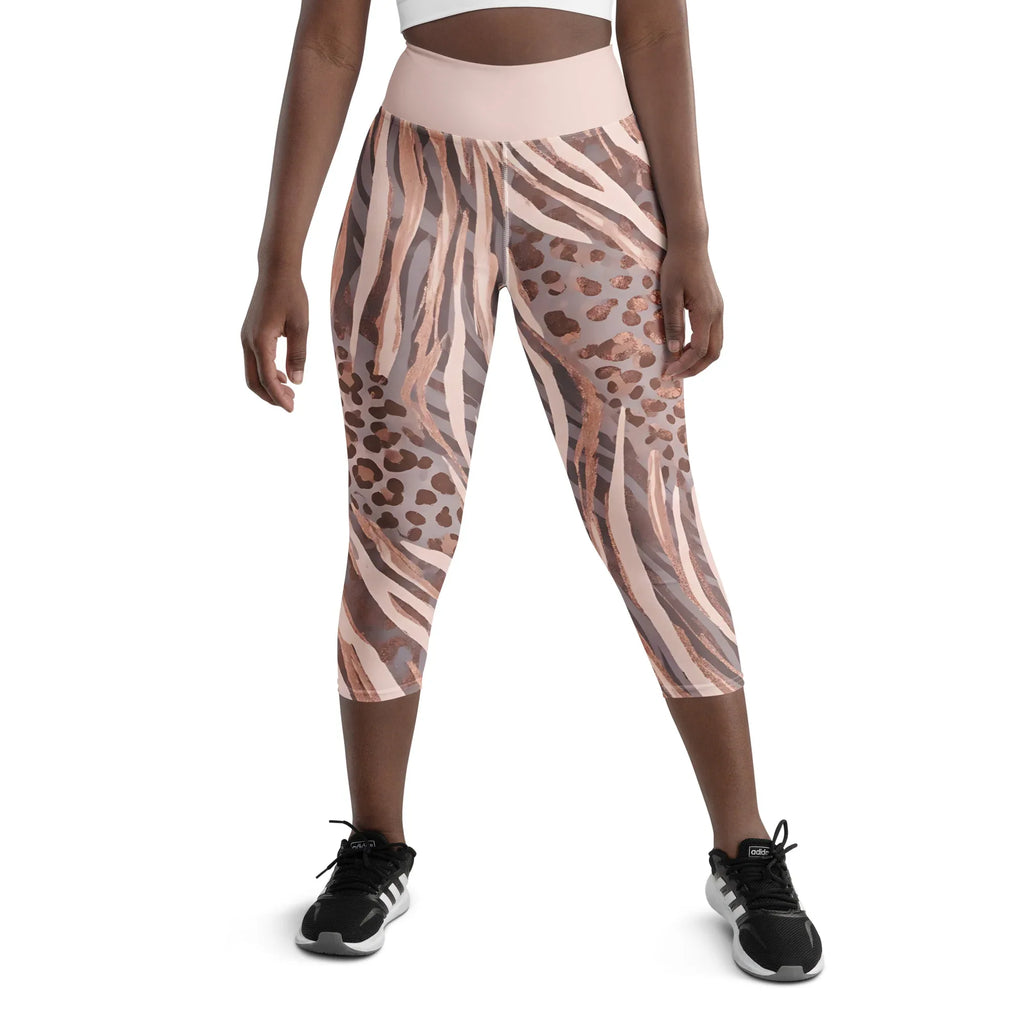 Yoga Capri Leggings Yoga Leggings AwRans Clothing all-over-print-yoga-capri-leggings-white-front-687db4f798e7d