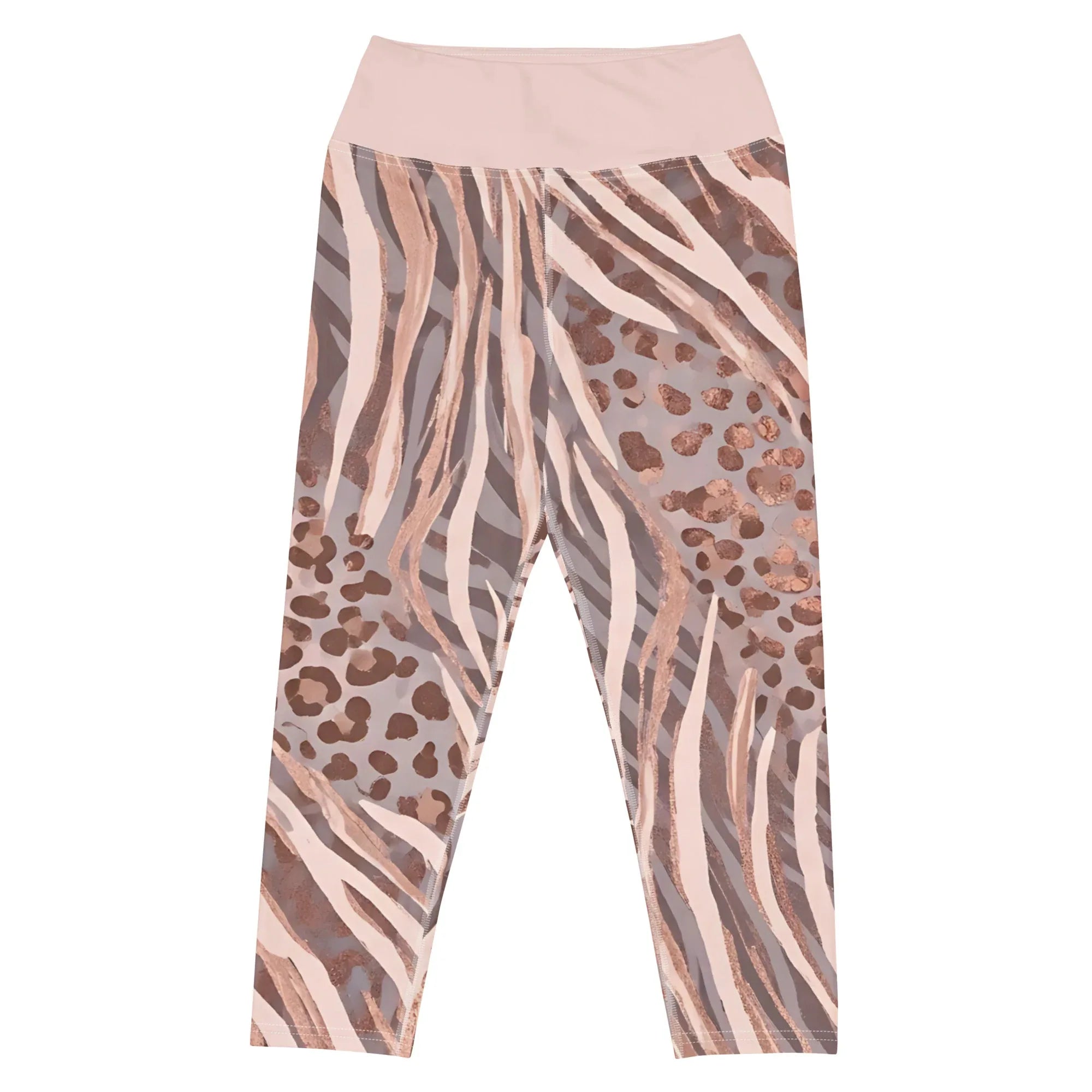 Yoga Capri Leggings Yoga Leggings AwRans Clothing all-over-print-yoga-capri-leggings-white-front-687db4f799084
