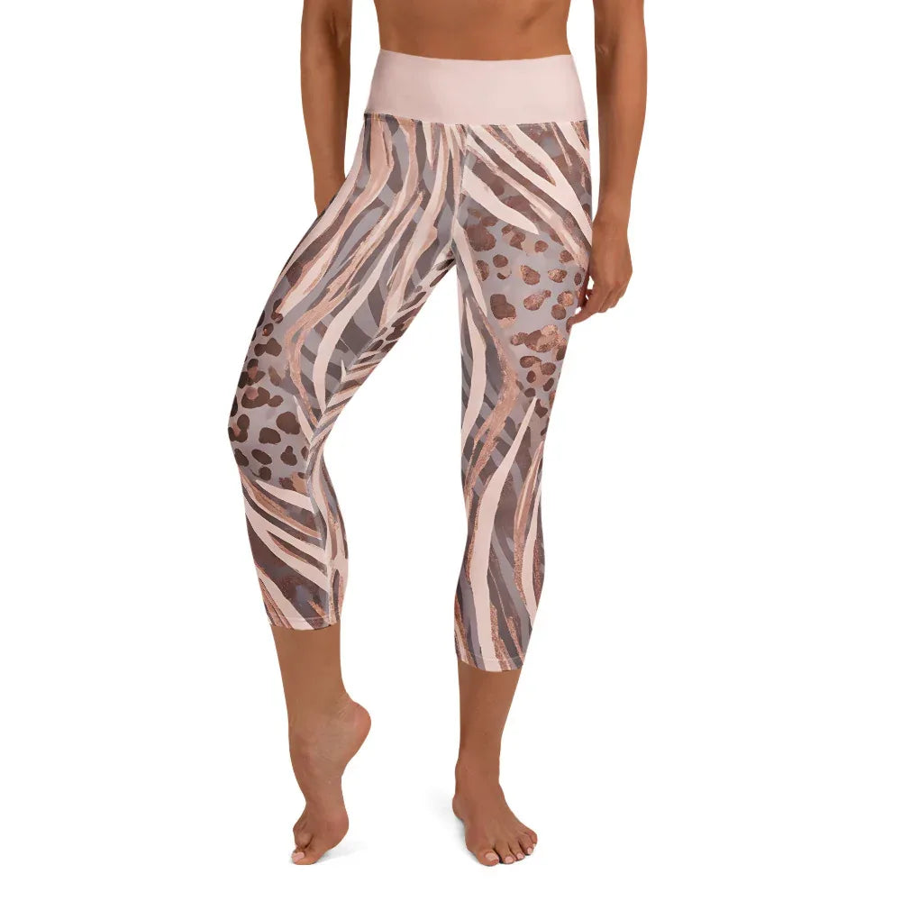 Yoga Capri Leggings Yoga Leggings AwRans Clothing all-over-print-yoga-capri-leggings-white-front-687db4f7993dc