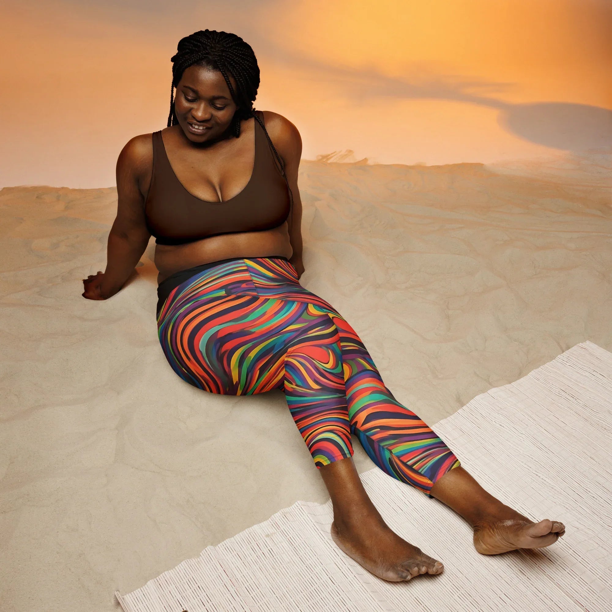 Yoga Capri Leggings Yoga Leggings AwRans Clothing all-over-print-yoga-capri-leggings-white-front-687db52c030e8