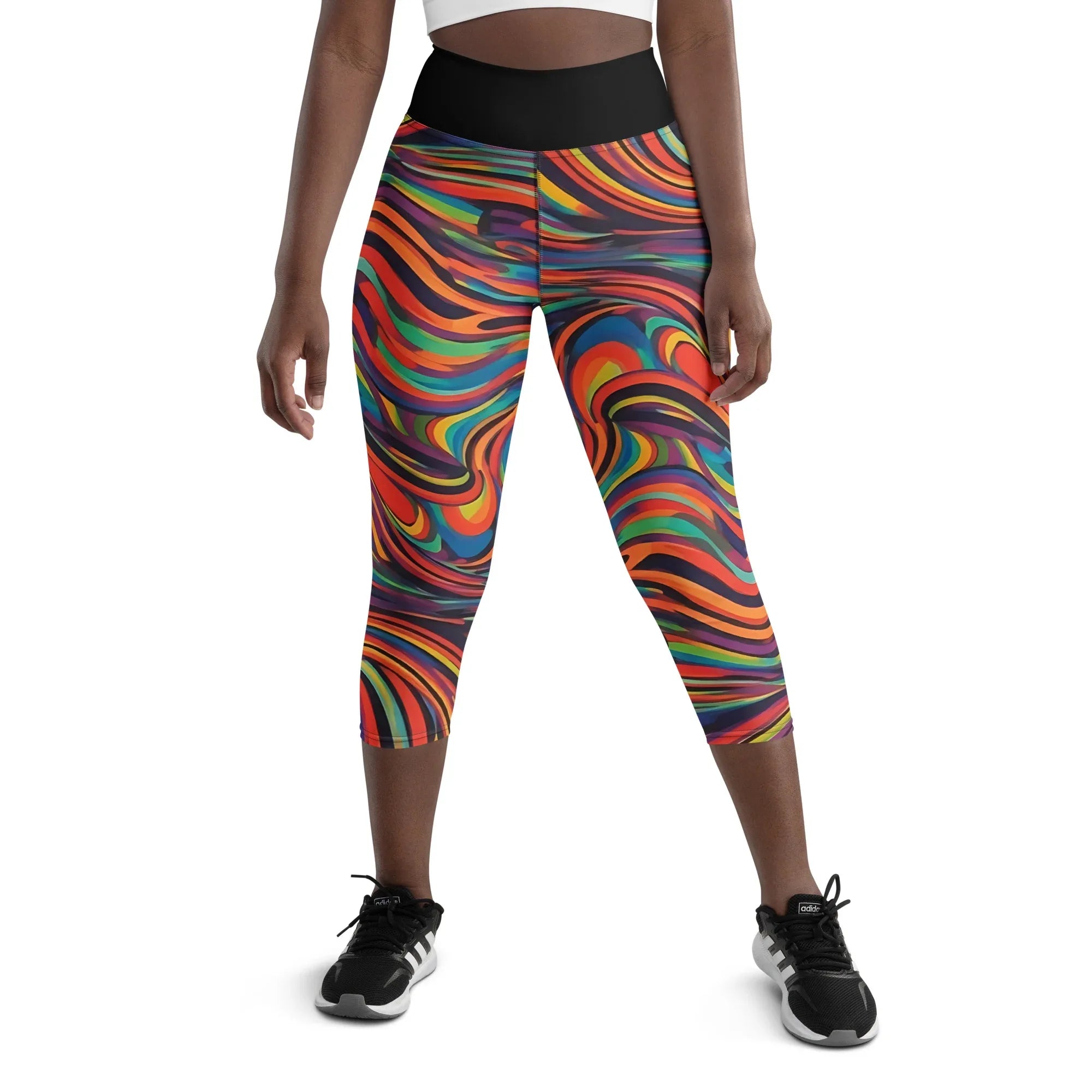 Yoga Capri Leggings Yoga Leggings AwRans Clothing all-over-print-yoga-capri-leggings-white-front-687db52c032fc