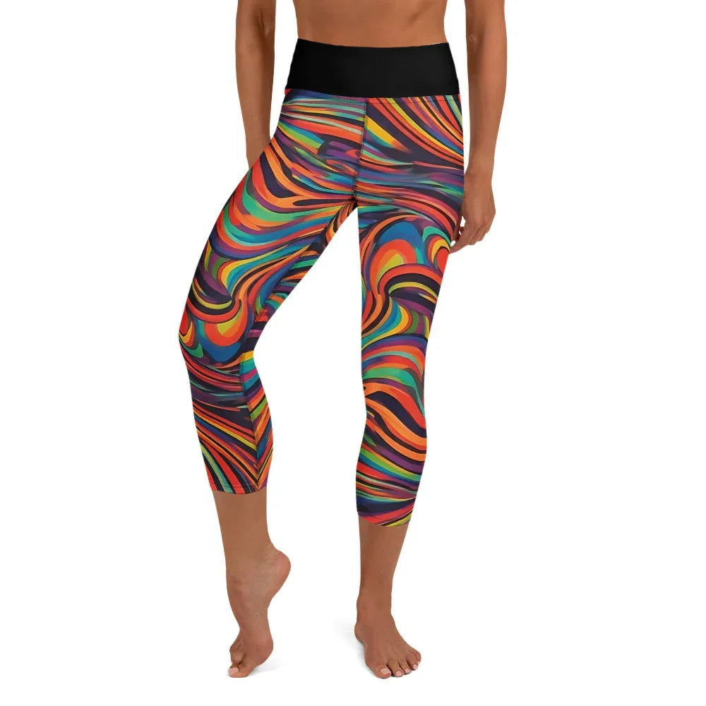 Yoga Capri Leggings Yoga Leggings AwRans Clothing all-over-print-yoga-capri-leggings-white-front-687db52c03878
