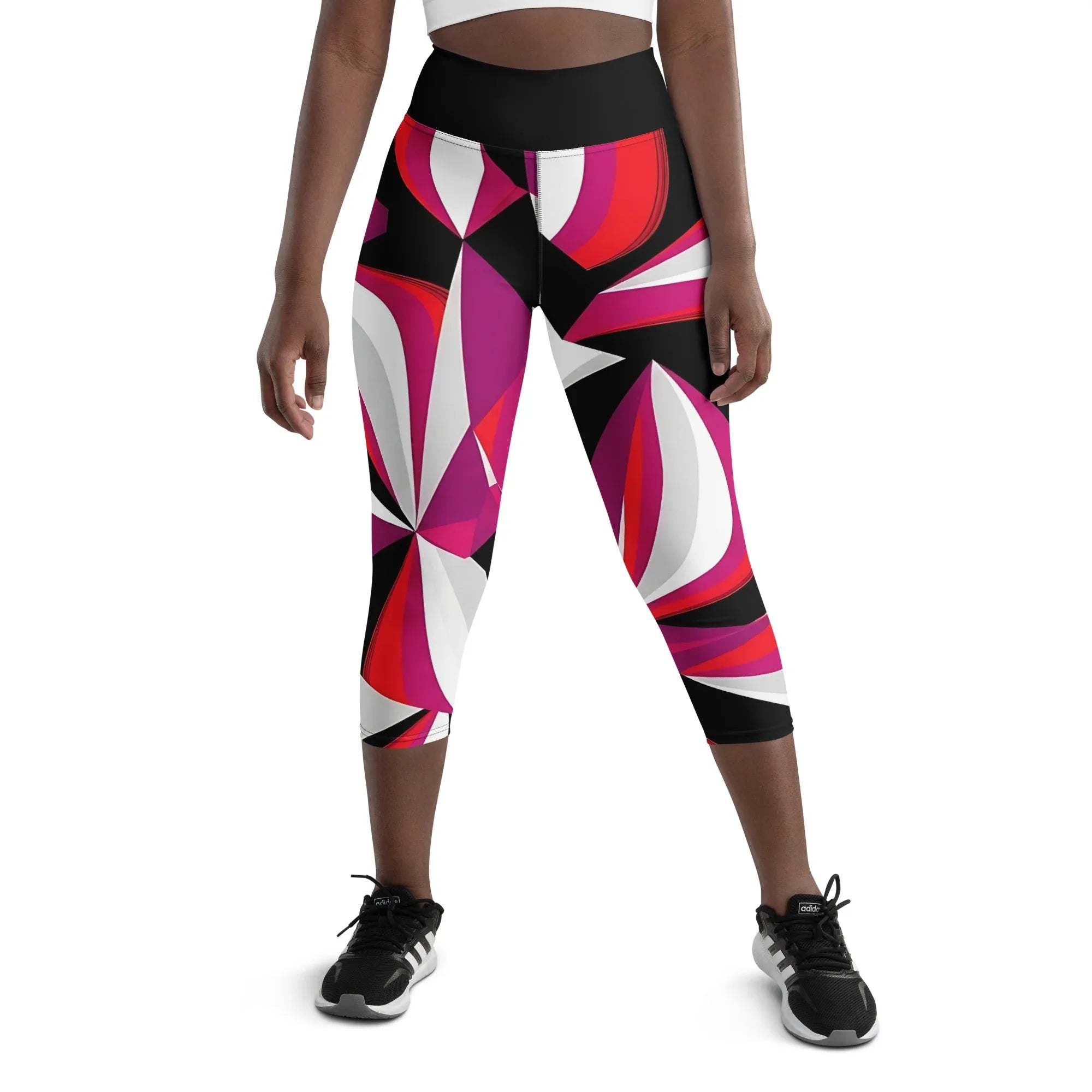 Yoga Capri Leggings Yoga Leggings AwRans Clothing all-over-print-yoga-capri-leggings-white-front-687db55f8b11a