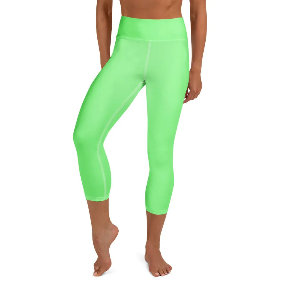 Yoga Capri Leggings Yoga Leggings AwRans Clothing all-over-print-yoga-capri-leggings-white-front-687db75c41ced