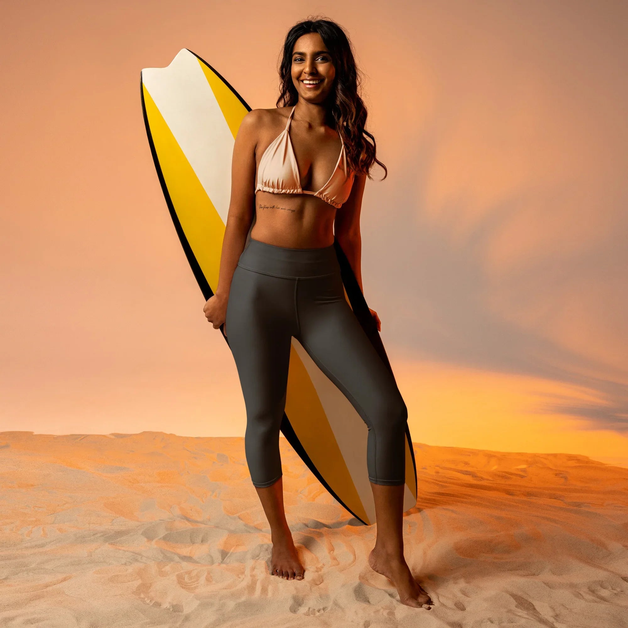 Yoga Capri Leggings Yoga Leggings AwRans Clothing all-over-print-yoga-capri-leggings-white-front-687db7c7ab688