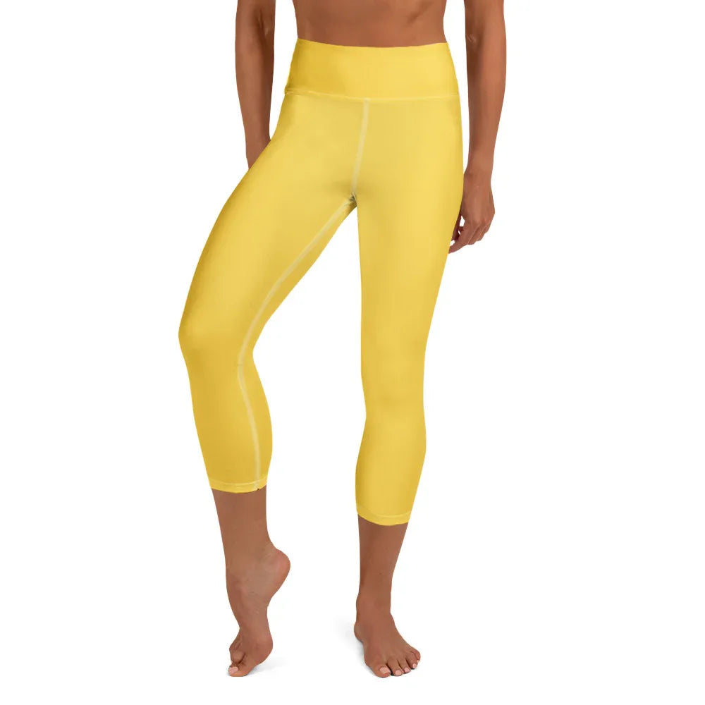 Yoga Capri Leggings Yoga Leggings AwRans Clothing all-over-print-yoga-capri-leggings-white-front-687db7fe49feb