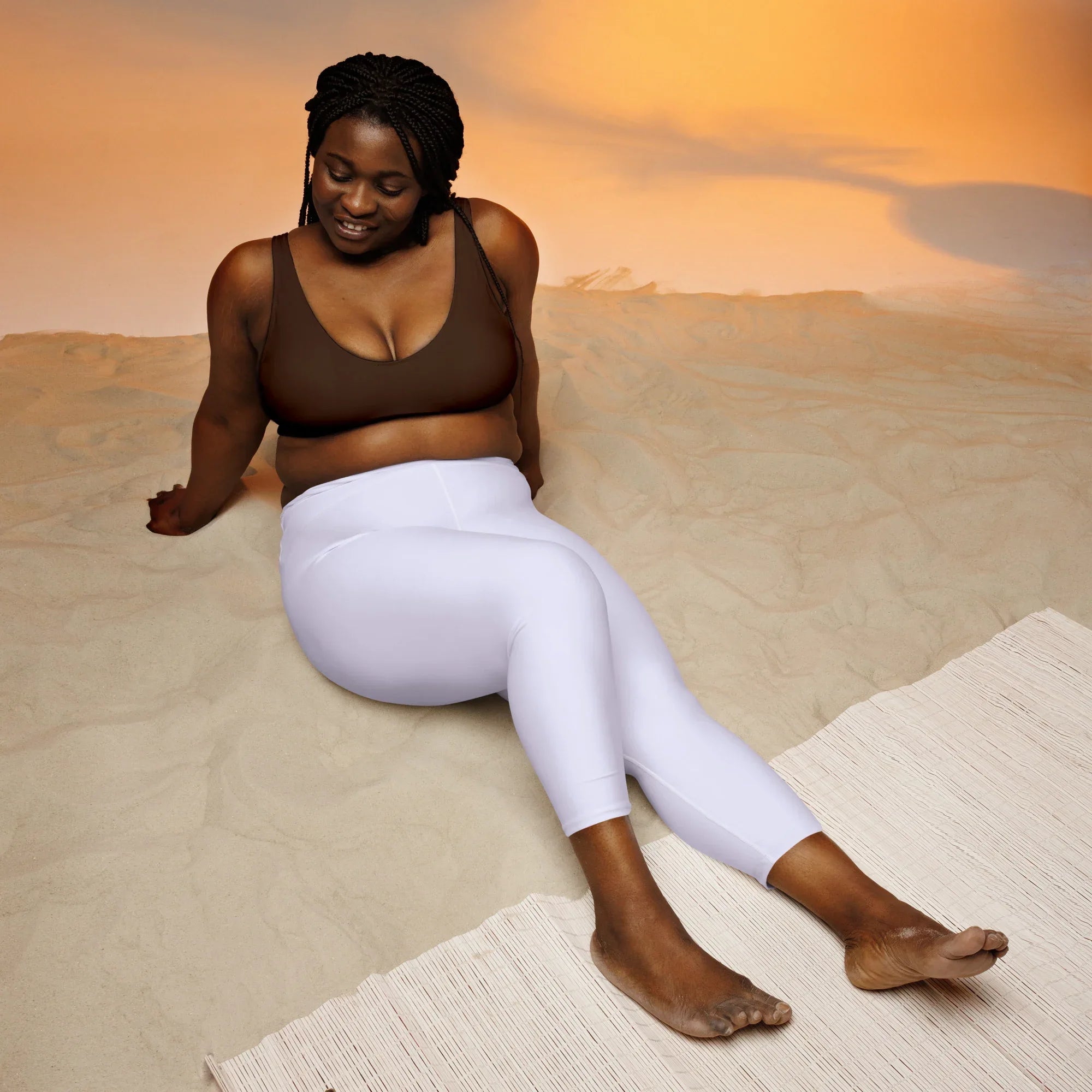 Yoga Capri Leggings Yoga Leggings AwRans Clothing all-over-print-yoga-capri-leggings-white-front-687db86b270ed