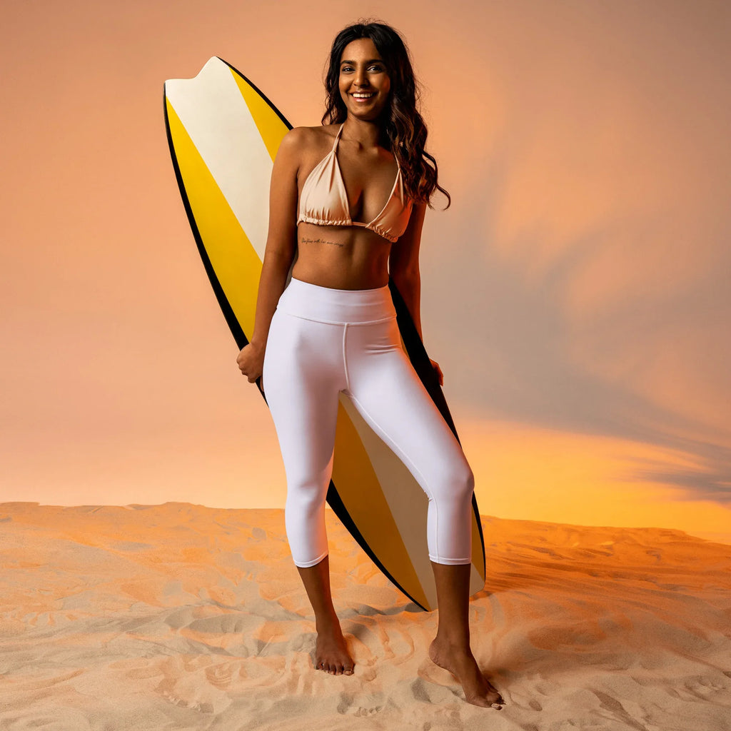Yoga Capri Leggings Yoga Leggings AwRans Clothing all-over-print-yoga-capri-leggings-white-front-687db86b27249