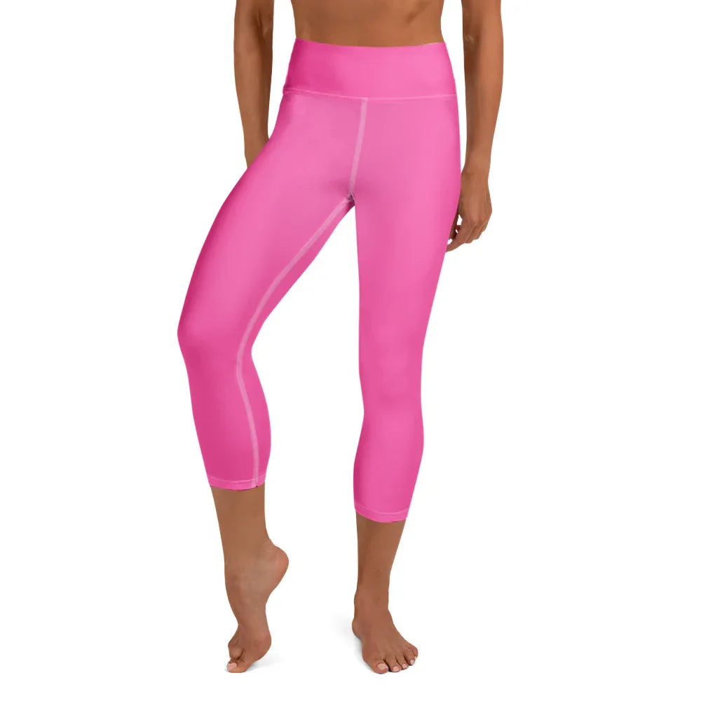 Yoga Capri Leggings Yoga Leggings AwRans Clothing all-over-print-yoga-capri-leggings-white-front-687db8d9de15f