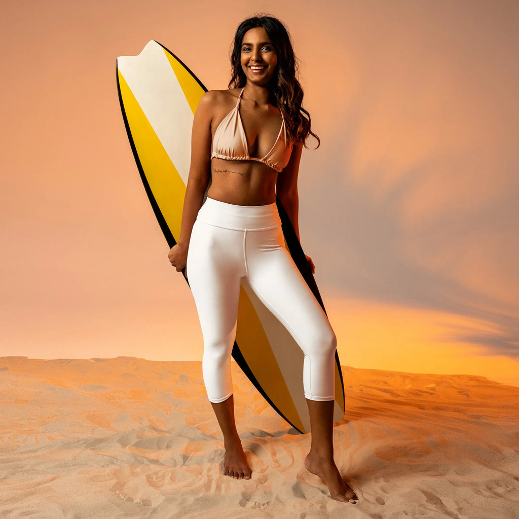 Yoga Capri Leggings Yoga Leggings AwRans Clothing all-over-print-yoga-capri-leggings-white-front-687db9117b050
