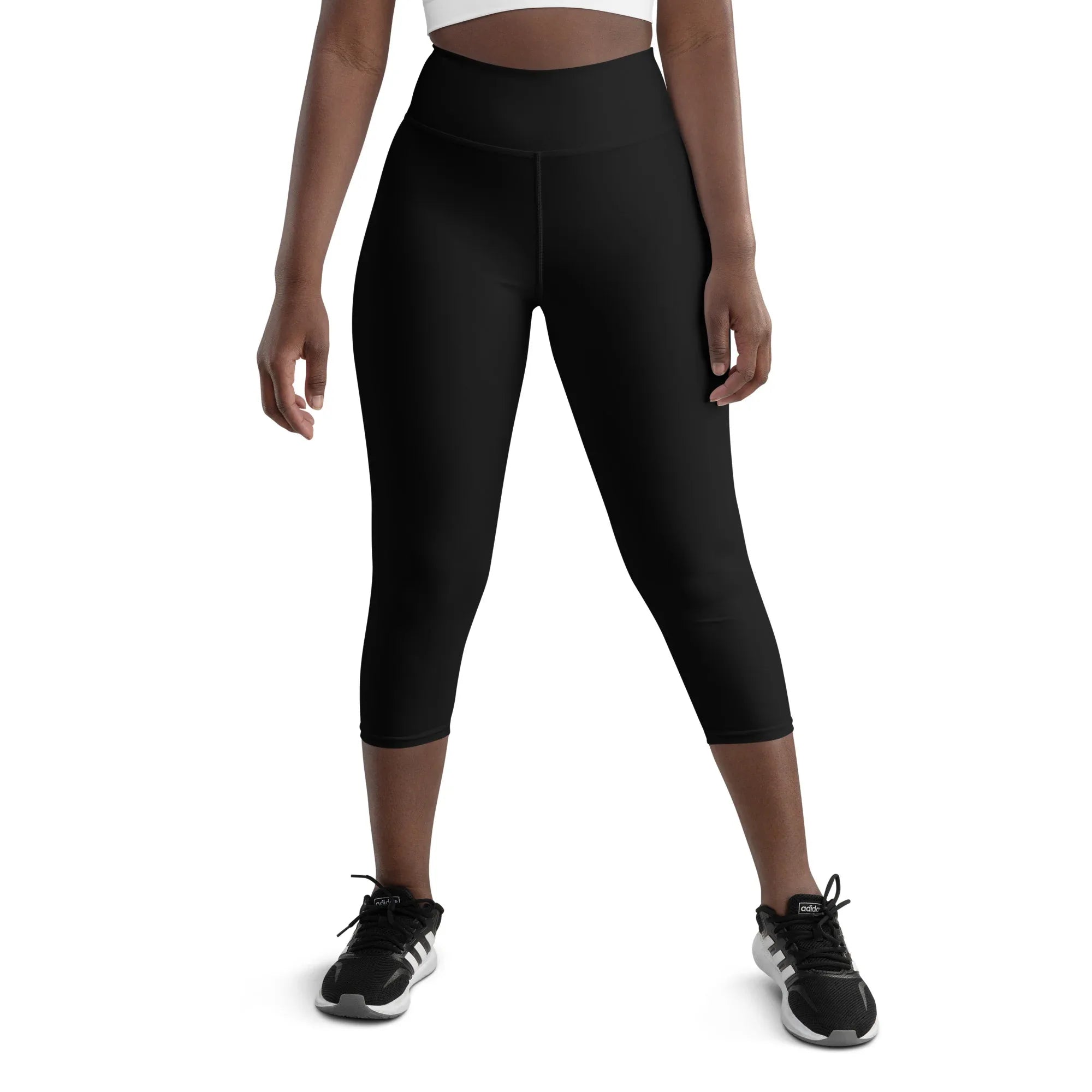 Yoga Capri Leggings Yoga Leggings AwRans Clothing all-over-print-yoga-capri-leggings-white-front-687db95693ede