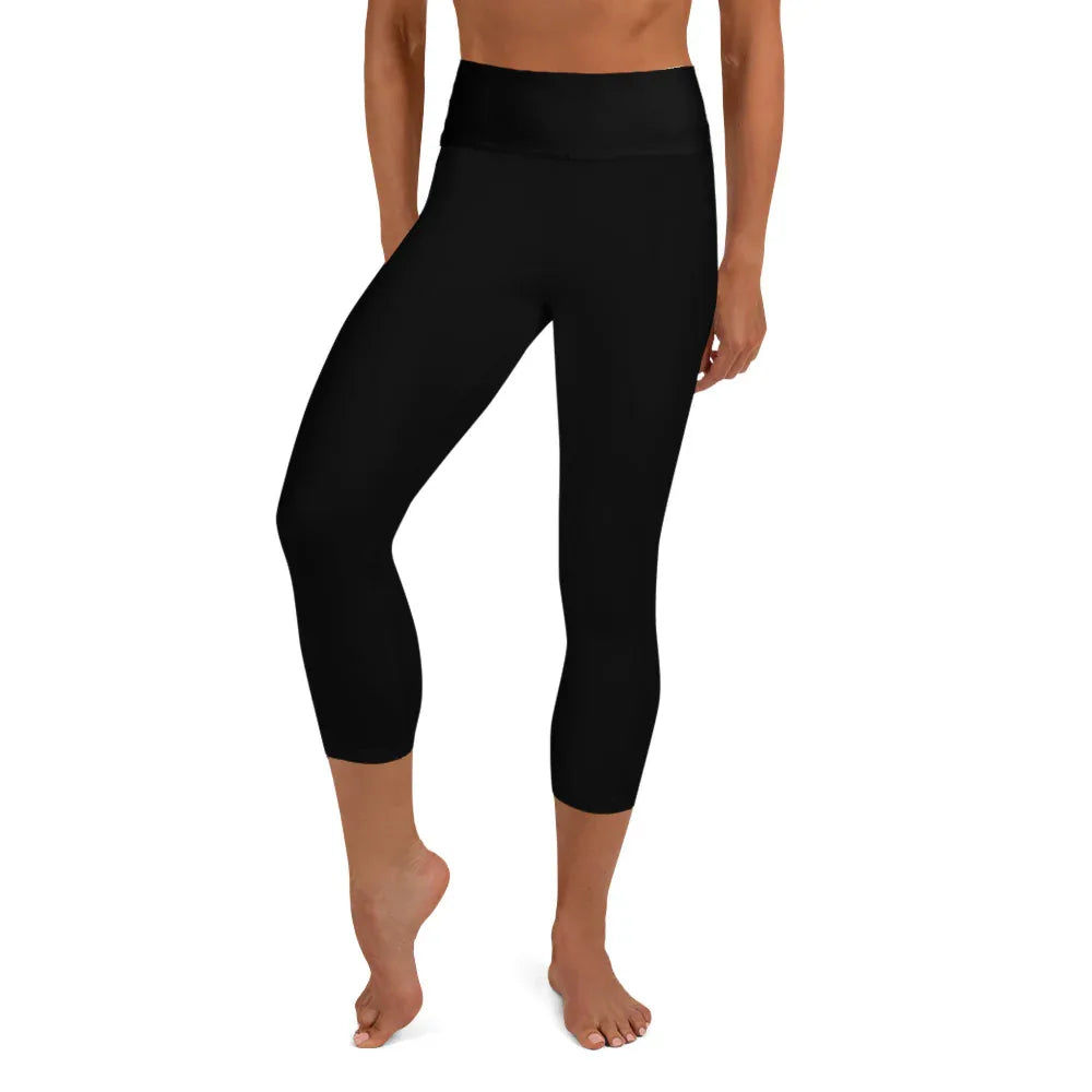 Yoga Capri Leggings Yoga Leggings AwRans Clothing all-over-print-yoga-capri-leggings-white-front-687db95694645