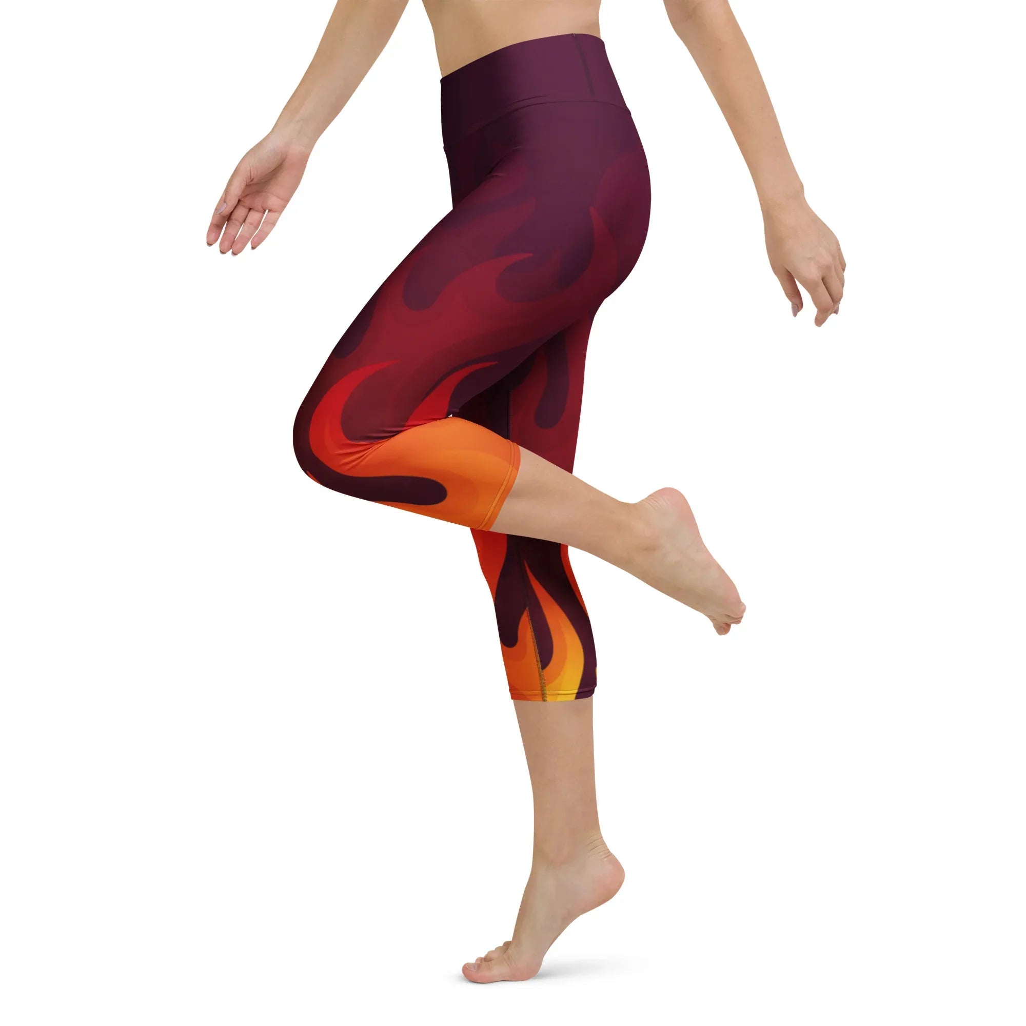 Yoga Capri Leggings Yoga Leggings AwRans Clothing all-over-print-yoga-capri-leggings-white-left-687b4dc474113