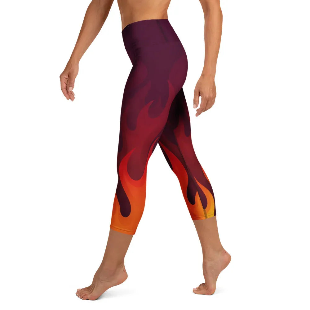 Yoga Capri Leggings Yoga Leggings AwRans Clothing all-over-print-yoga-capri-leggings-white-left-687b4dc474273