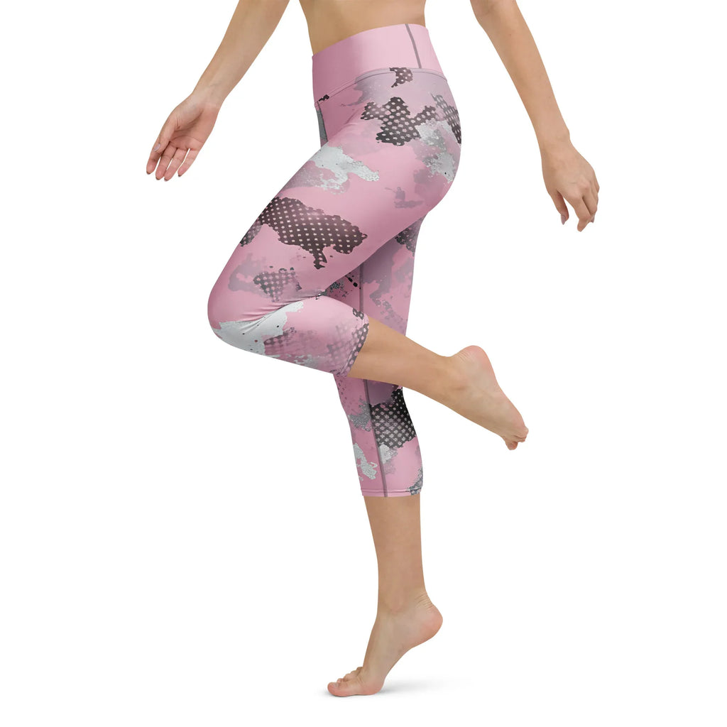 Yoga Capri Leggings Yoga Leggings AwRans Clothing all-over-print-yoga-capri-leggings-white-left-687b4ea6321a3