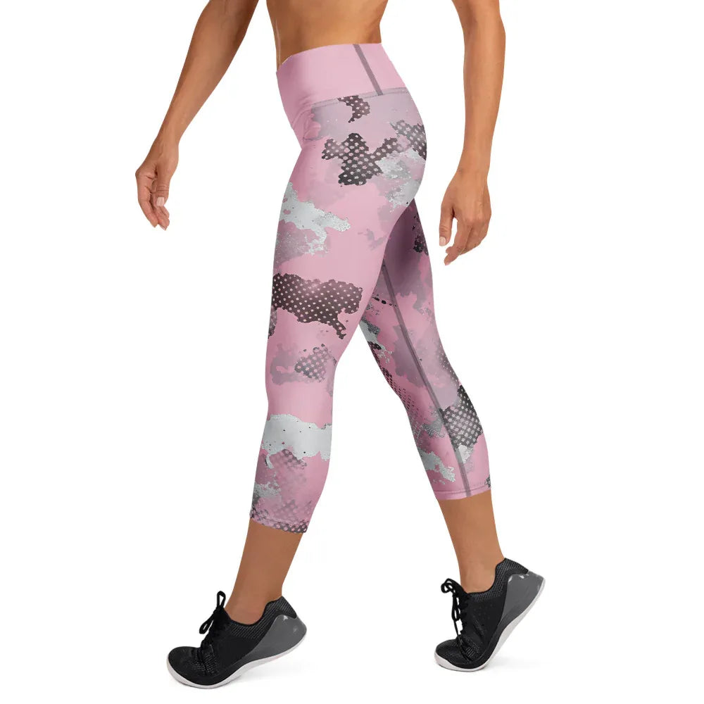 Yoga Capri Leggings Yoga Leggings AwRans Clothing all-over-print-yoga-capri-leggings-white-left-687b4ea632a52