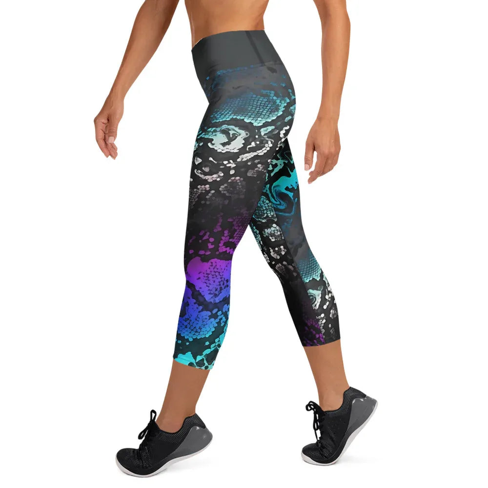 Yoga Capri Leggings Yoga Leggings AwRans Clothing all-over-print-yoga-capri-leggings-white-left-687b4f66ef756