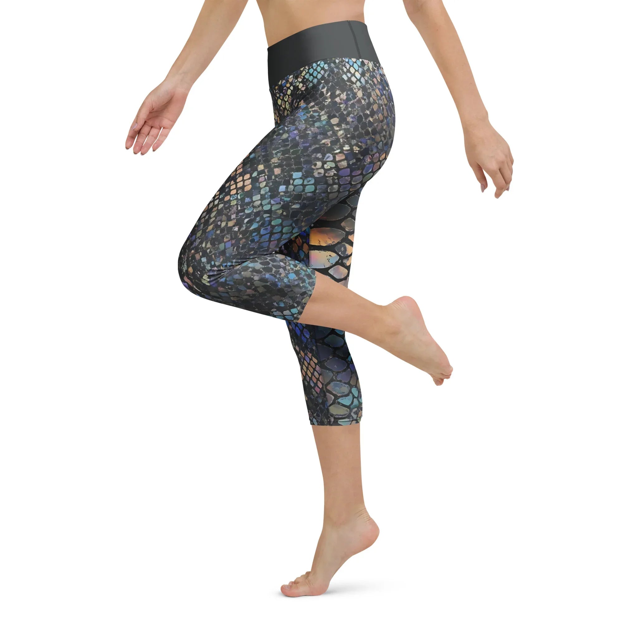 Yoga Capri Leggings Yoga Leggings AwRans Clothing all-over-print-yoga-capri-leggings-white-left-687b57d95093e