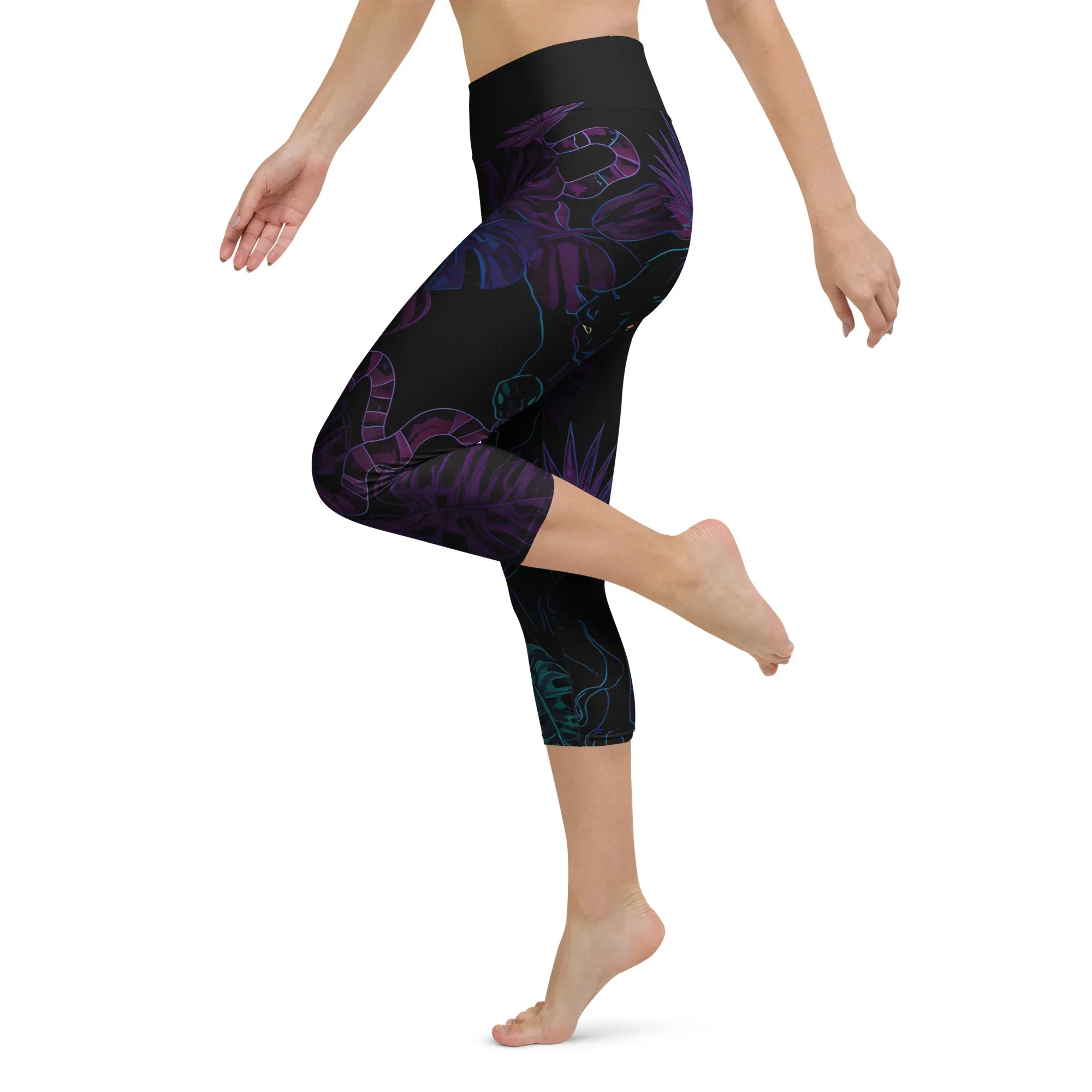 Yoga Capri Leggings Yoga Leggings AwRans Clothing all-over-print-yoga-capri-leggings-white-left-687b58e224d31