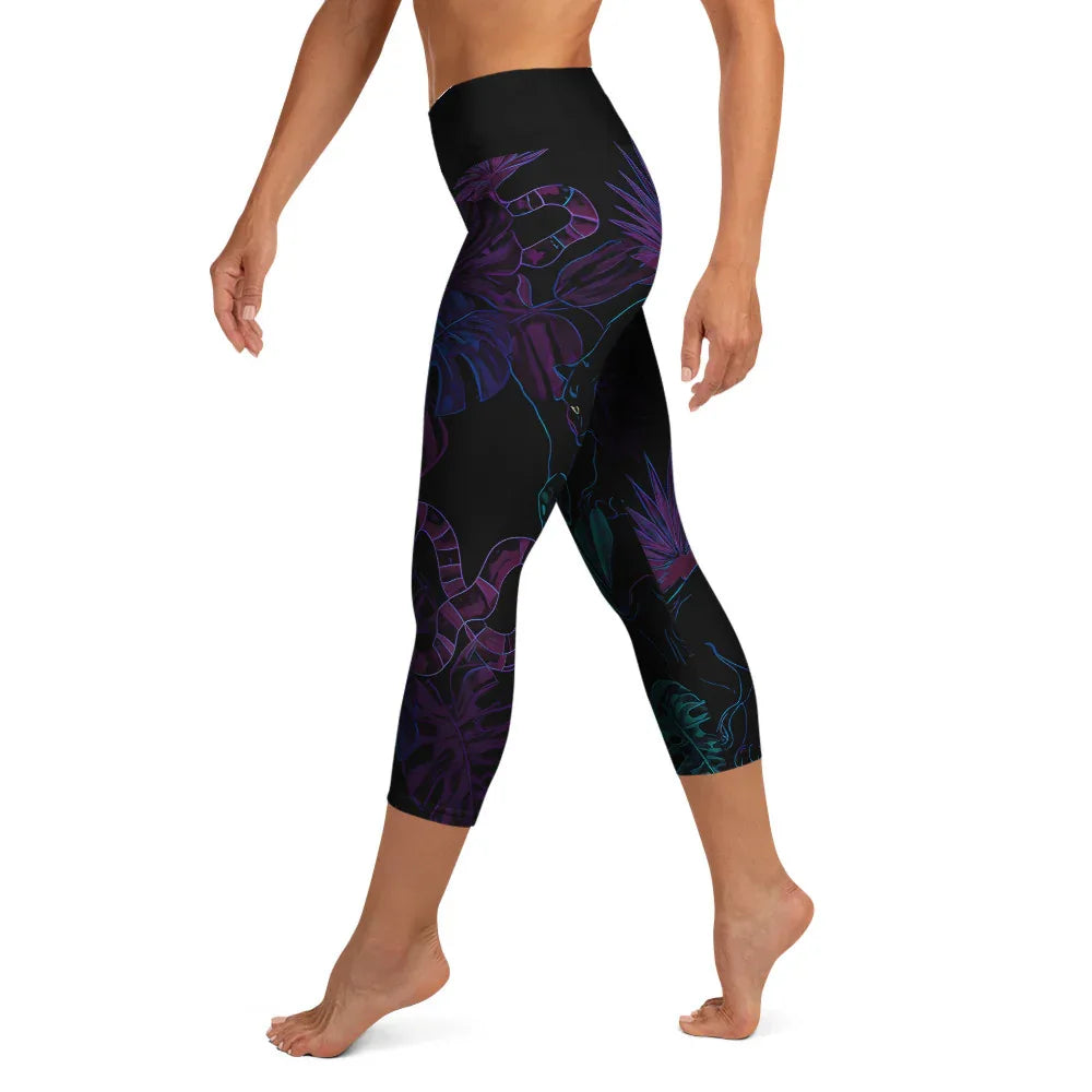 Yoga Capri Leggings Yoga Leggings AwRans Clothing all-over-print-yoga-capri-leggings-white-left-687b58e224e81