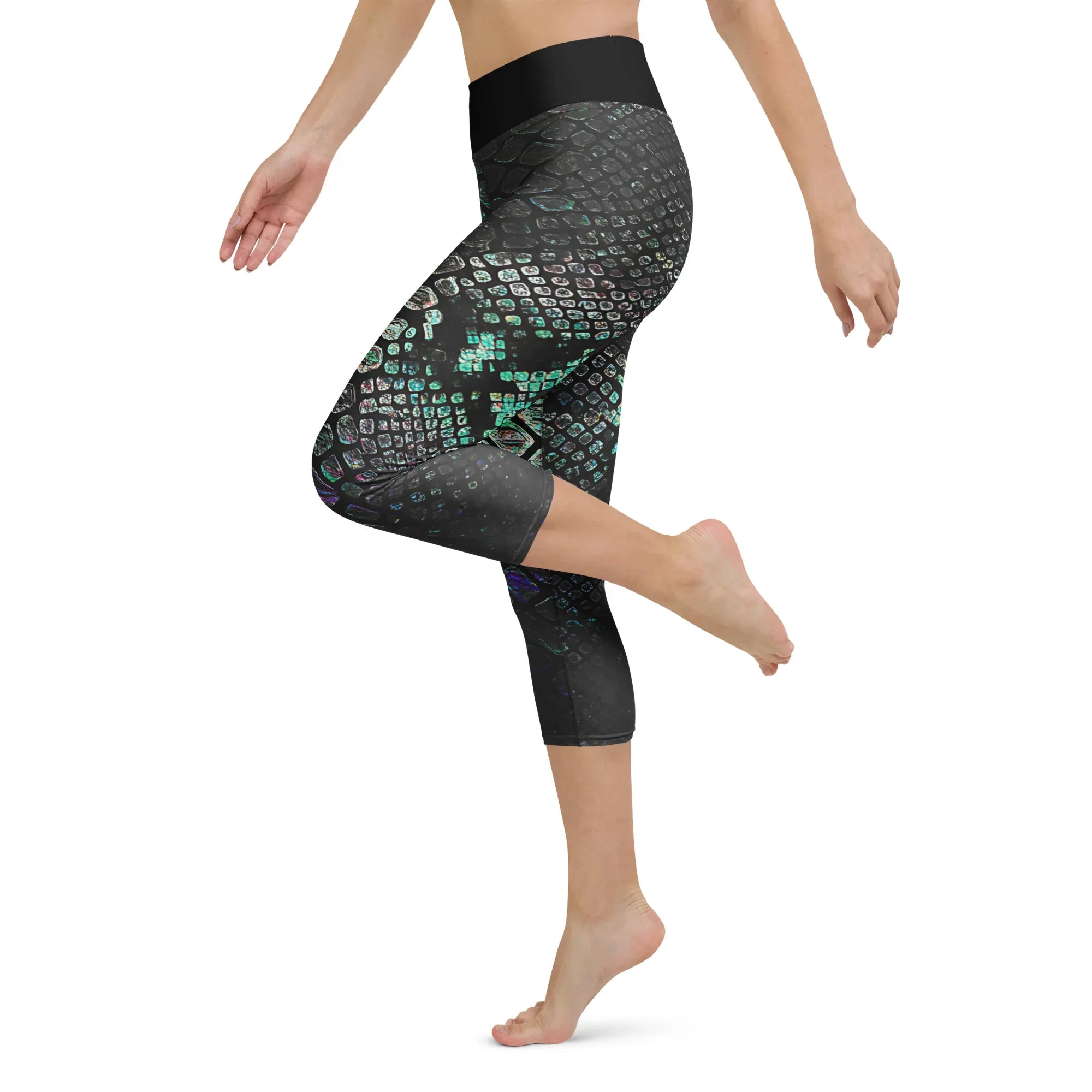 Yoga Capri Leggings Yoga Leggings AwRans Clothing all-over-print-yoga-capri-leggings-white-left-687b5e776999f