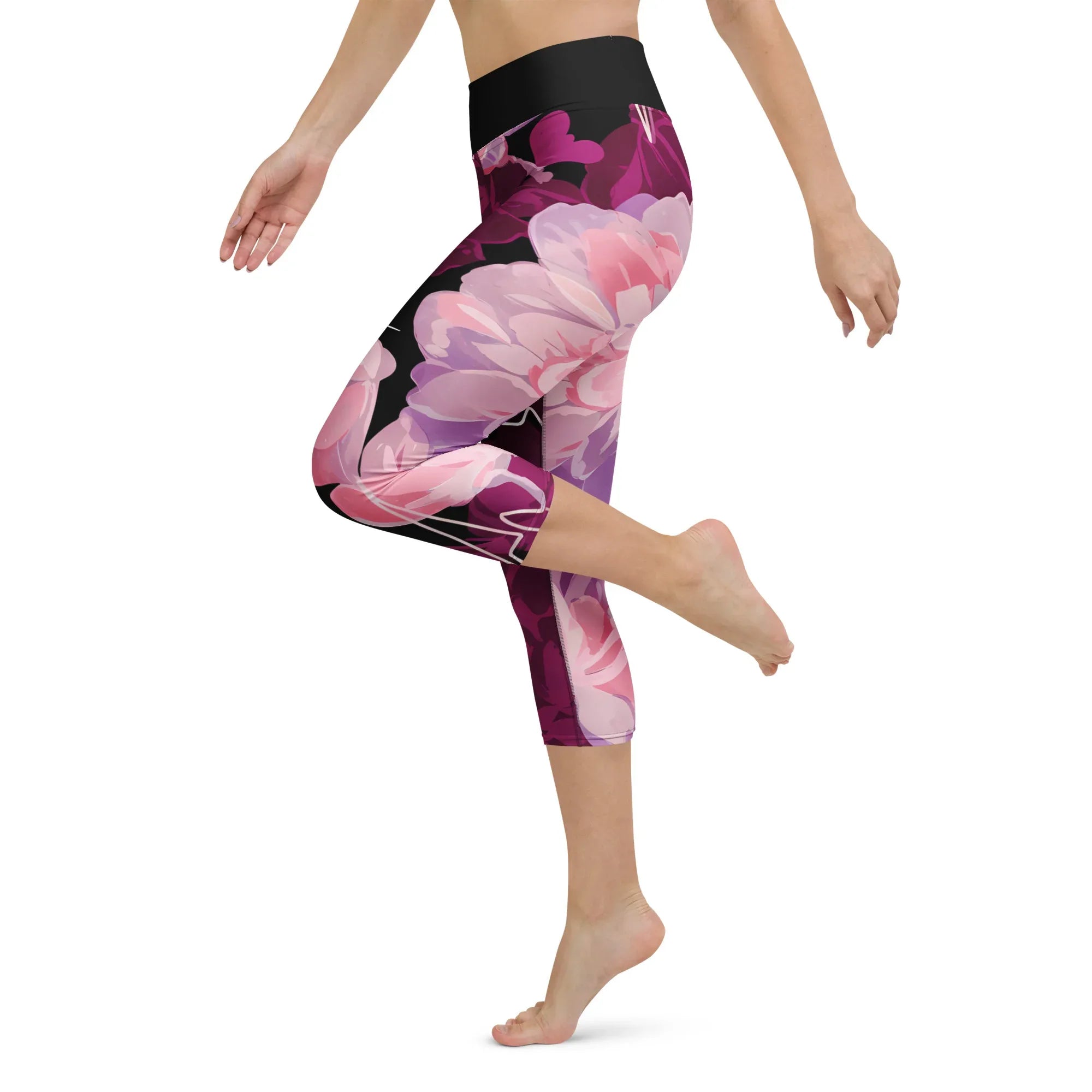 Yoga Capri Leggings Yoga Leggings AwRans Clothing all-over-print-yoga-capri-leggings-white-left-687b6031a7a42