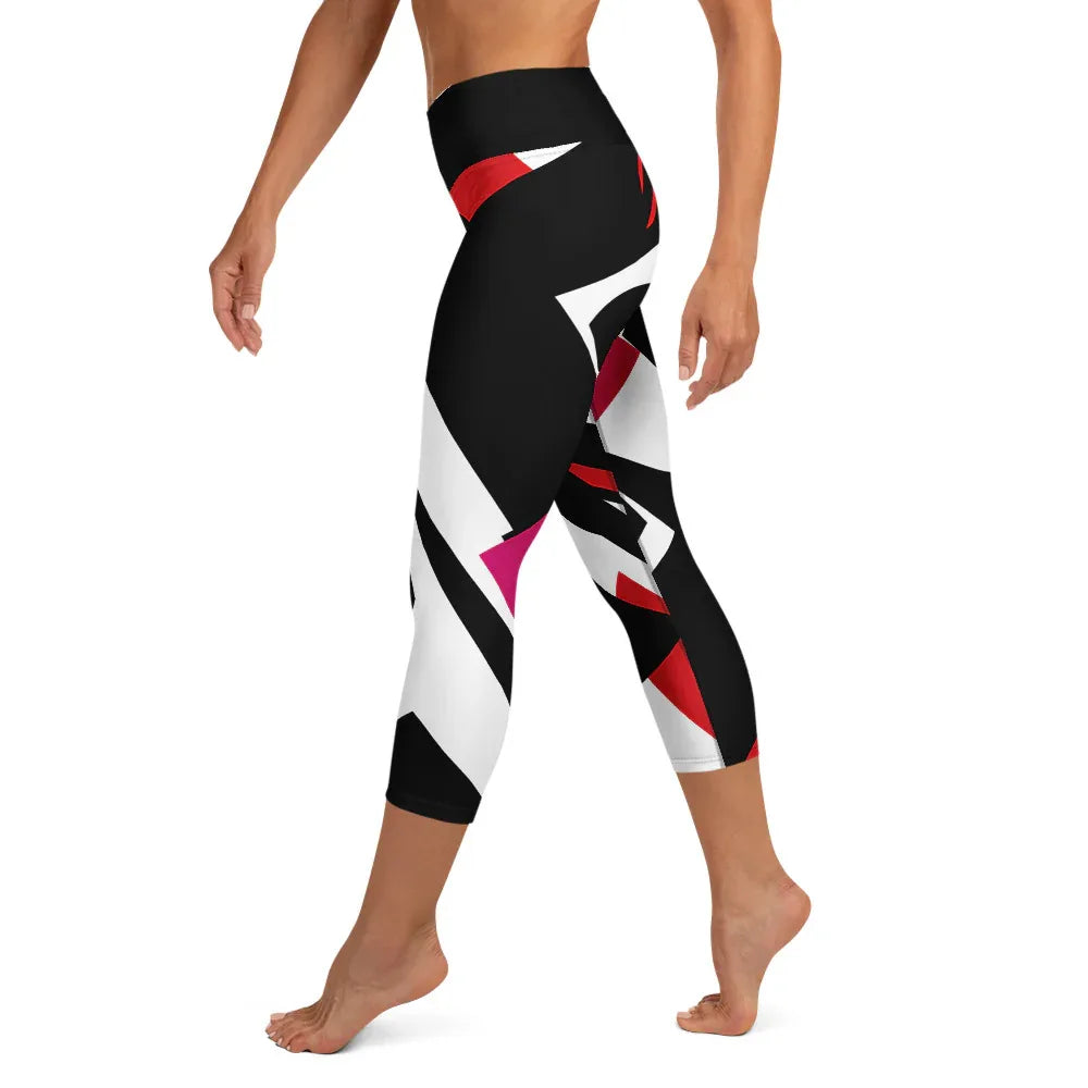 Yoga Capri Leggings Yoga Leggings AwRans Clothing all-over-print-yoga-capri-leggings-white-left-687b670f30962