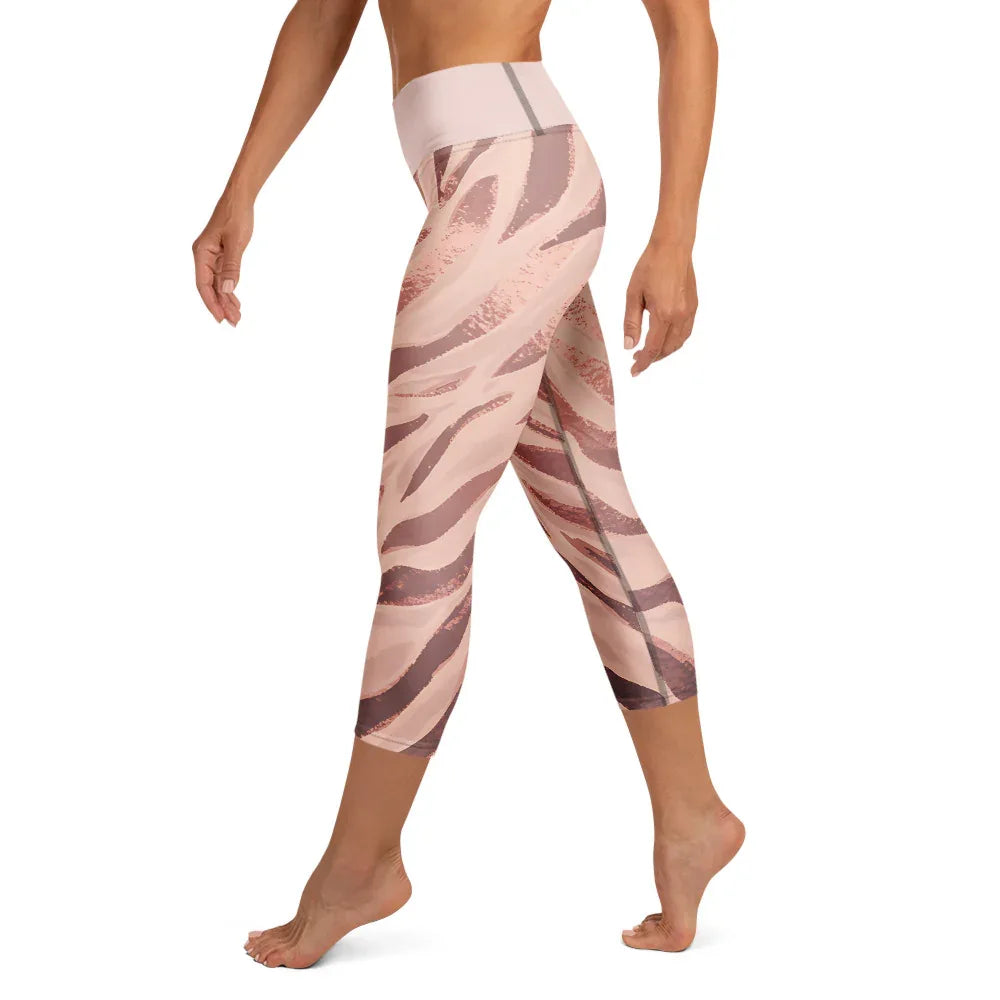 Yoga Capri Leggings Yoga Leggings AwRans Clothing all-over-print-yoga-capri-leggings-white-left-687da0d9af741