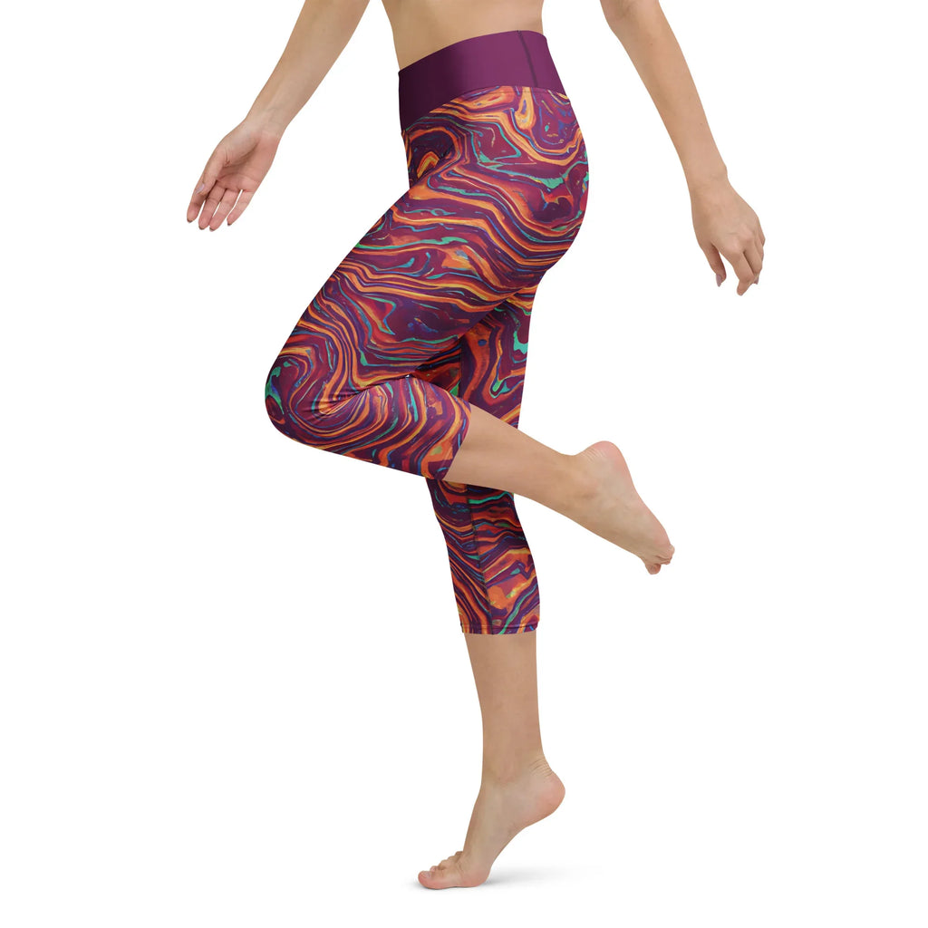 Yoga Capri Leggings Yoga Leggings AwRans Clothing all-over-print-yoga-capri-leggings-white-left-687db3b5d615d