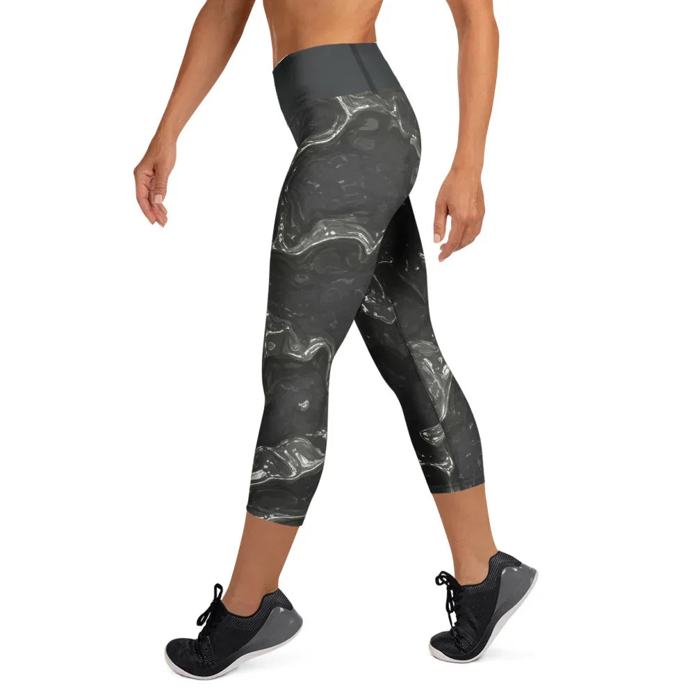 Yoga Capri Leggings Yoga Leggings AwRans Clothing all-over-print-yoga-capri-leggings-white-left-687db3e787240