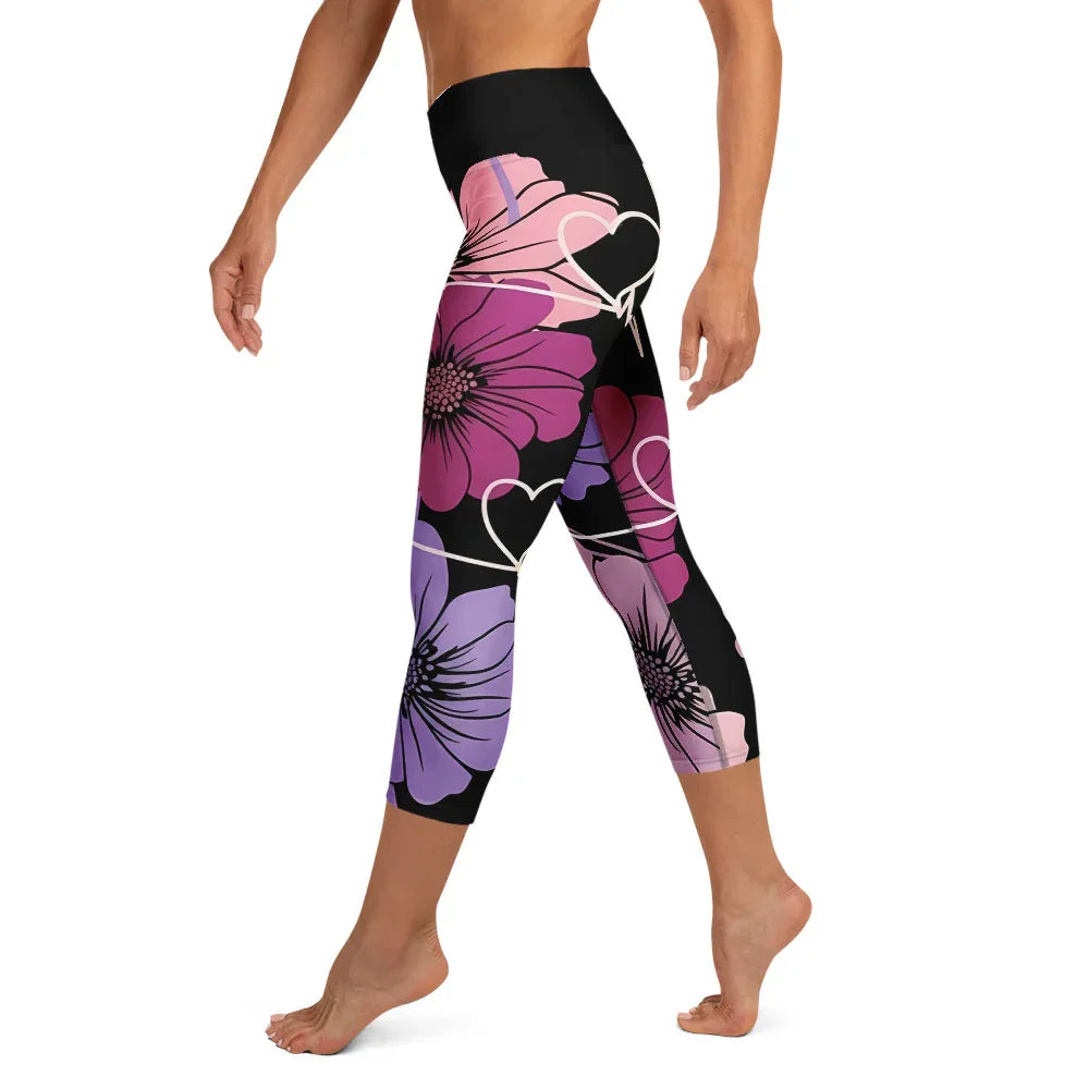 Yoga Capri Leggings Yoga Leggings AwRans Clothing all-over-print-yoga-capri-leggings-white-left-687db41dde5b0