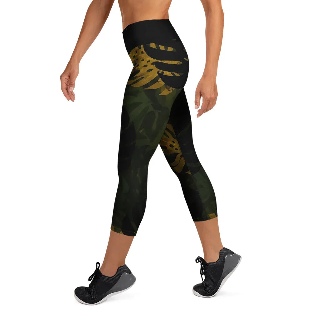 Yoga Capri Leggings Yoga Leggings AwRans Clothing all-over-print-yoga-capri-leggings-white-left-687db452eb407