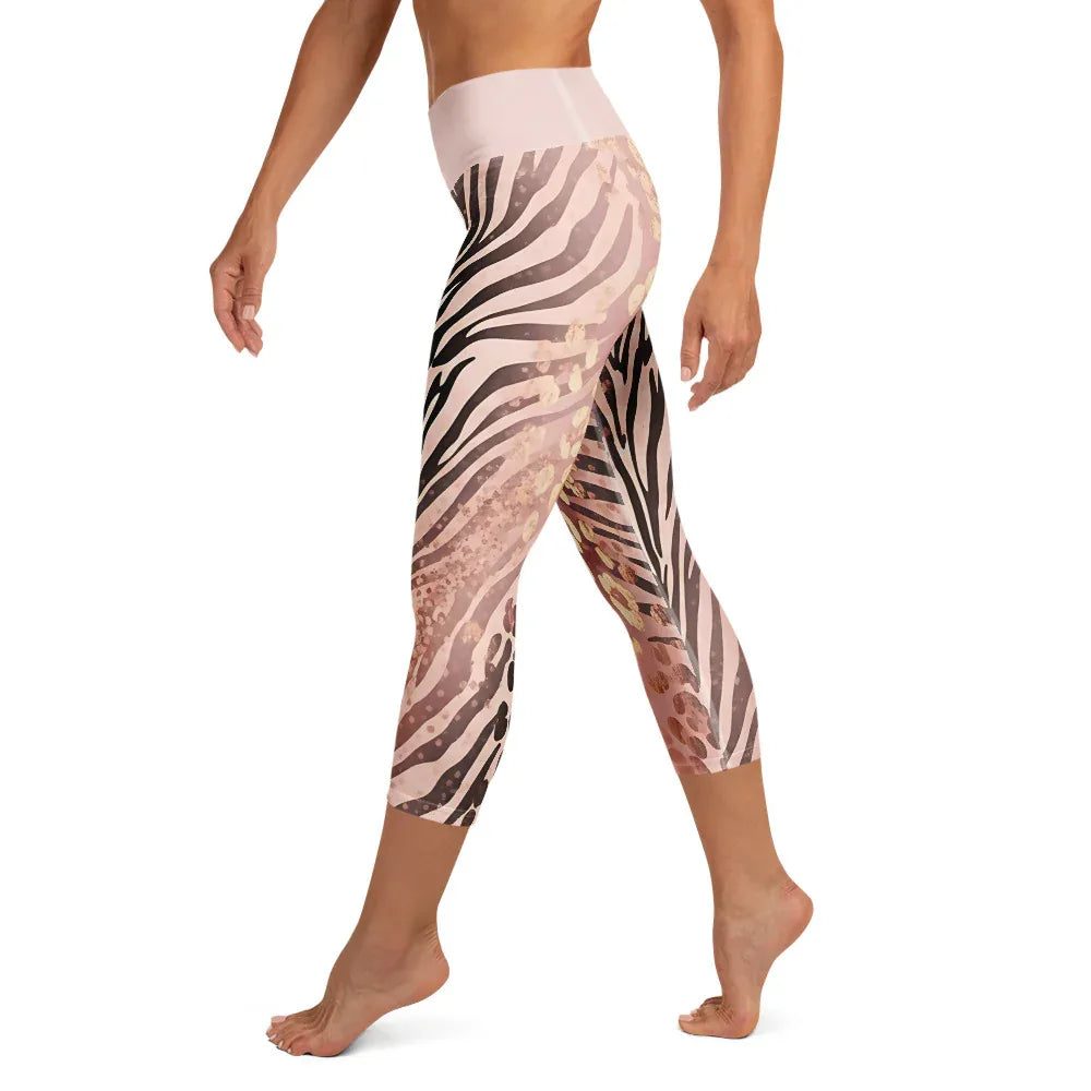 Yoga Capri Leggings Yoga Leggings AwRans Clothing all-over-print-yoga-capri-leggings-white-left-687db489befff