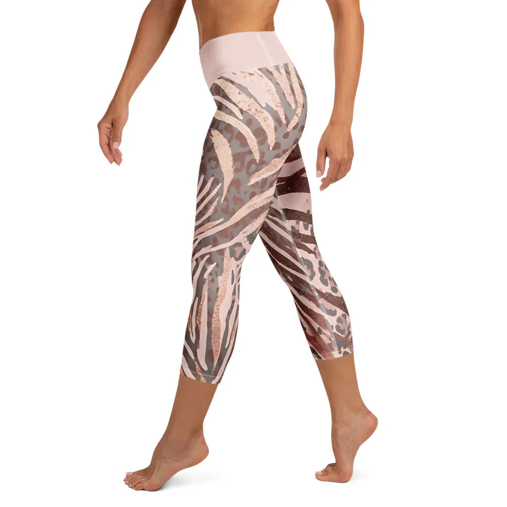 Yoga Capri Leggings Yoga Leggings AwRans Clothing all-over-print-yoga-capri-leggings-white-left-687db4c10b2ed