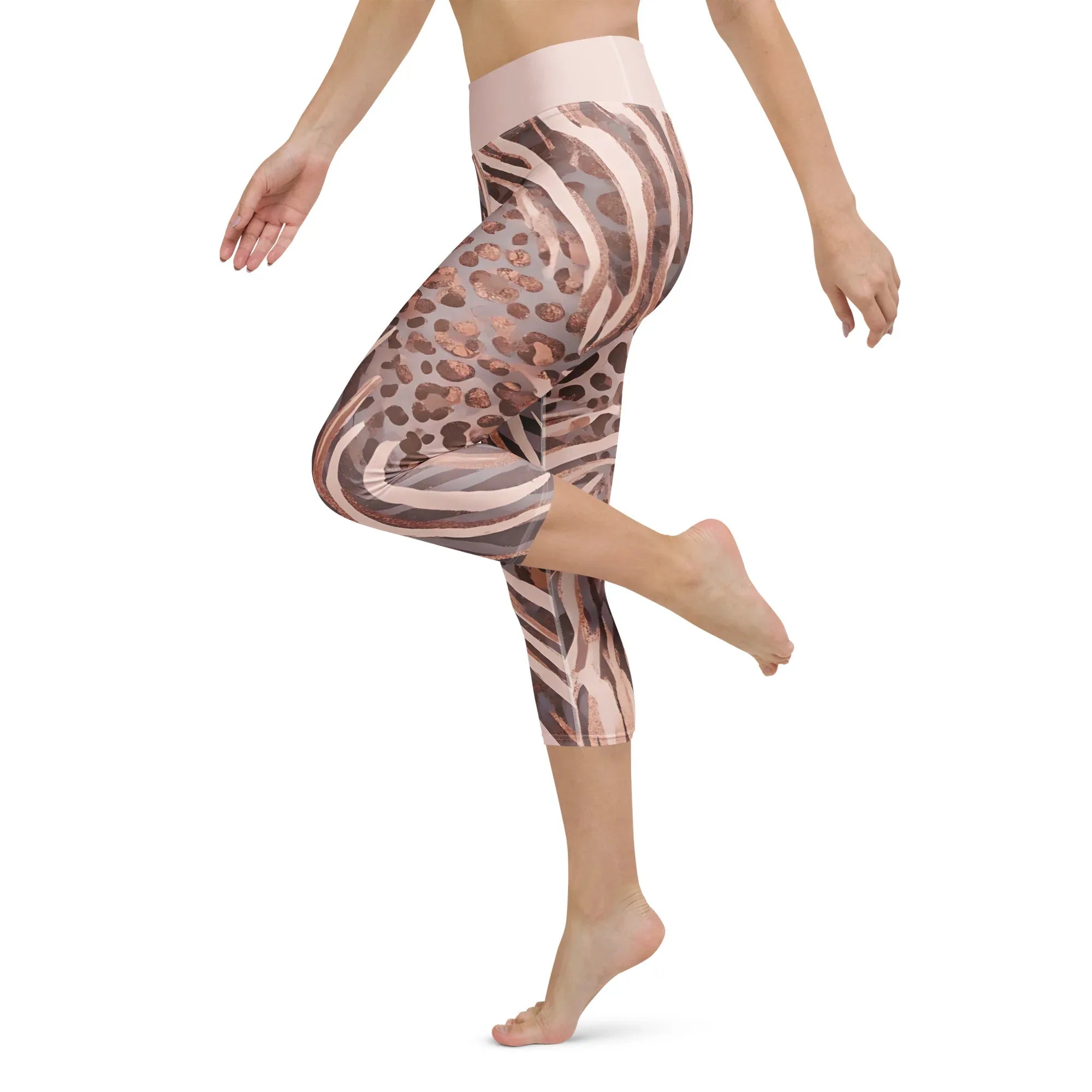 Yoga Capri Leggings Yoga Leggings AwRans Clothing all-over-print-yoga-capri-leggings-white-left-687db4f7991ec