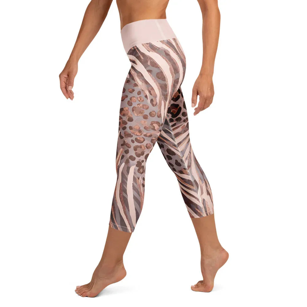 Yoga Capri Leggings Yoga Leggings AwRans Clothing all-over-print-yoga-capri-leggings-white-left-687db4f799338