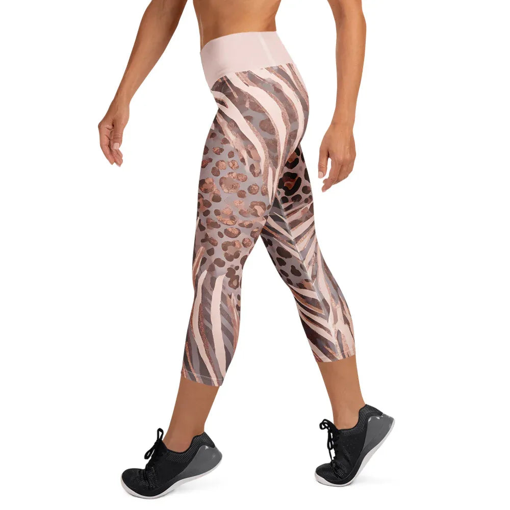 Yoga Capri Leggings Yoga Leggings AwRans Clothing all-over-print-yoga-capri-leggings-white-left-687db4f799495