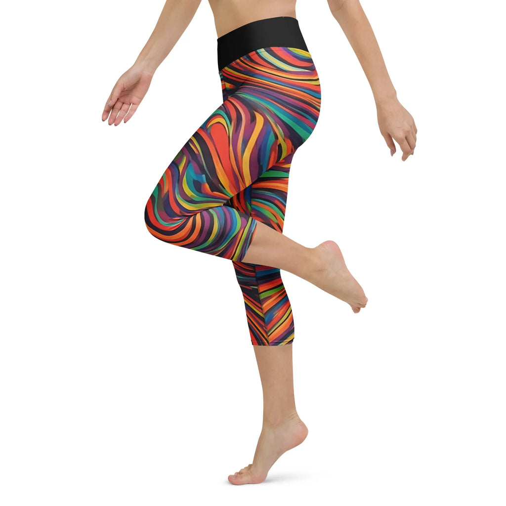 Yoga Capri Leggings Yoga Leggings AwRans Clothing all-over-print-yoga-capri-leggings-white-left-687db52c03670