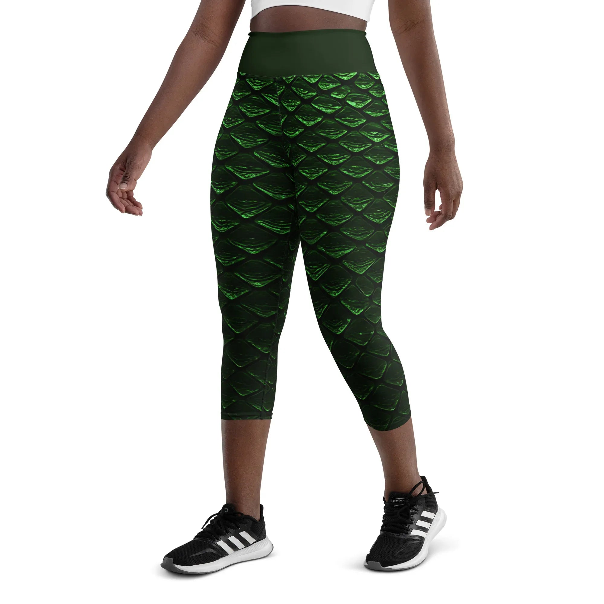 Yoga Capri Leggings Yoga Leggings AwRans Clothing all-over-print-yoga-capri-leggings-white-left-front-687b4d7ac9da2