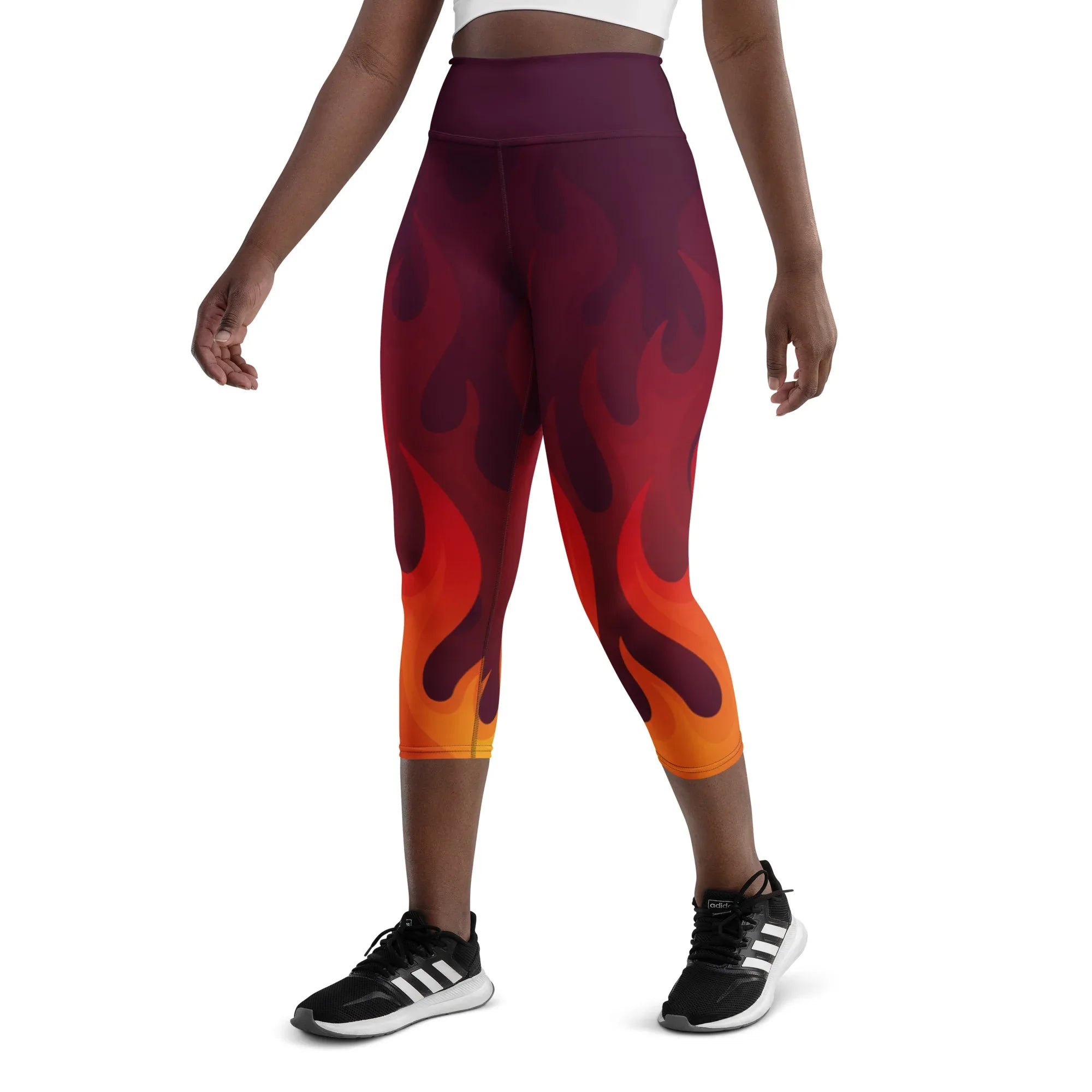 Yoga Capri Leggings Yoga Leggings AwRans Clothing all-over-print-yoga-capri-leggings-white-left-front-687b4dc473439