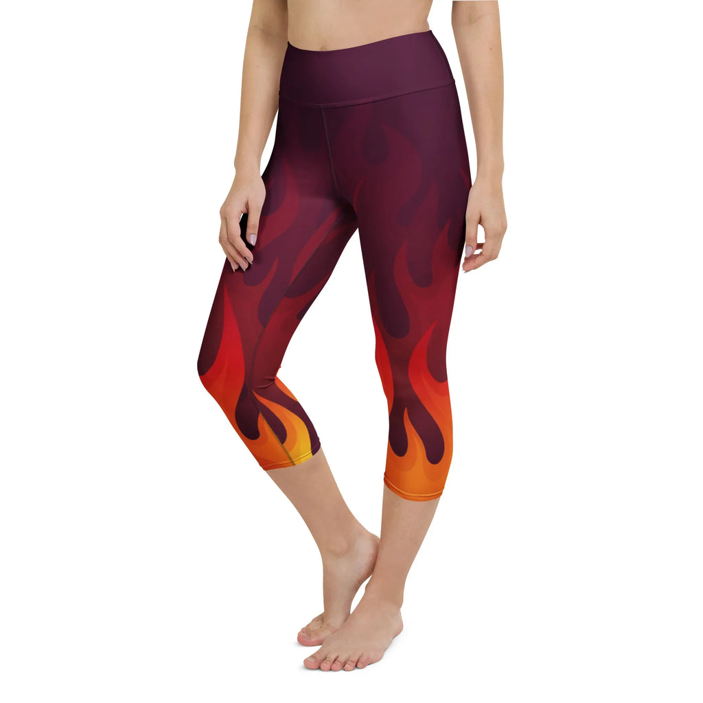 Yoga Capri Leggings Yoga Leggings AwRans Clothing all-over-print-yoga-capri-leggings-white-left-front-687b4dc474068