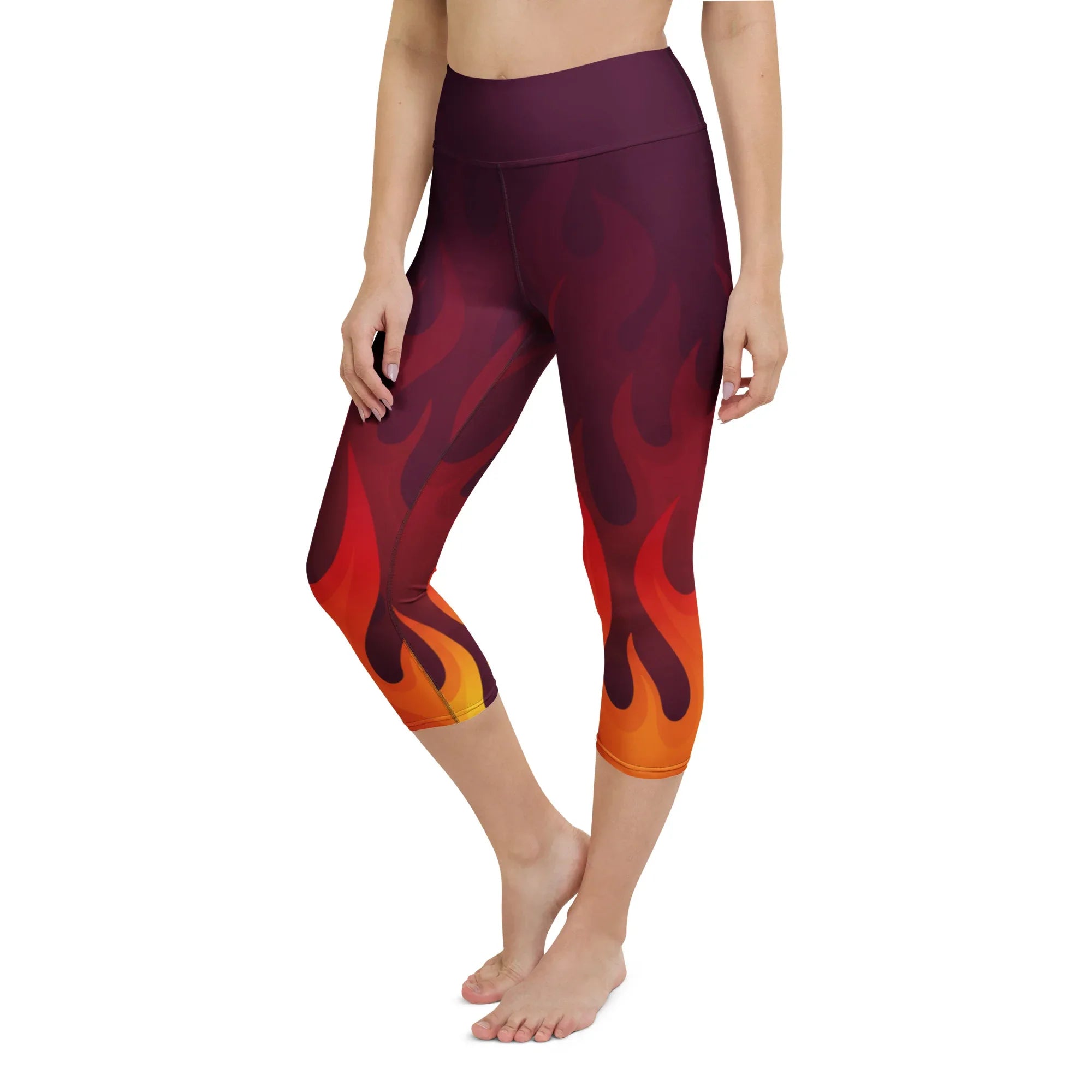 Yoga Capri Leggings Yoga Leggings AwRans Clothing all-over-print-yoga-capri-leggings-white-left-front-687b4dc474068