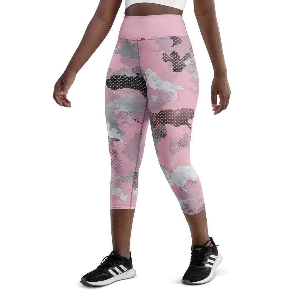 Yoga Capri Leggings Yoga Leggings AwRans Clothing all-over-print-yoga-capri-leggings-white-left-front-687b4ea6319f0