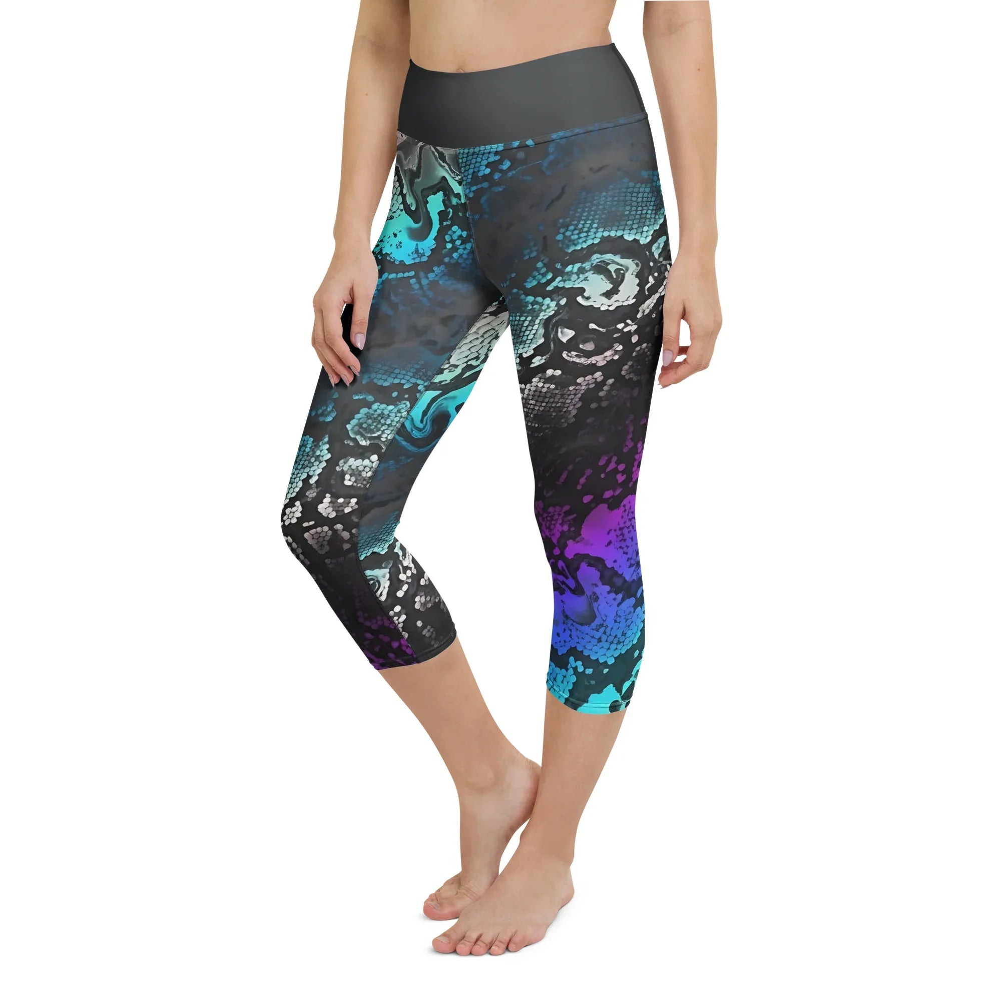Yoga Capri Leggings Yoga Leggings AwRans Clothing all-over-print-yoga-capri-leggings-white-left-front-687b4f66ef40f