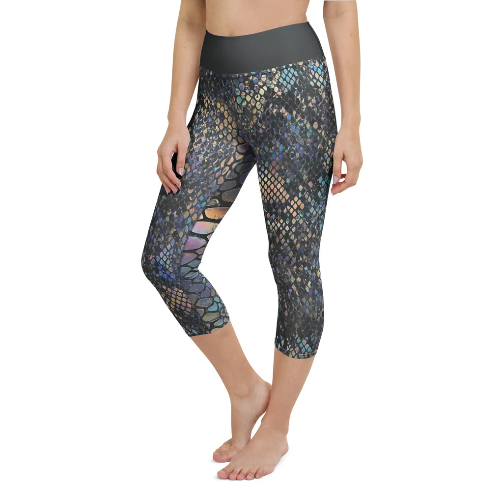 Yoga Capri Leggings Yoga Leggings AwRans Clothing all-over-print-yoga-capri-leggings-white-left-front-687b57d950807
