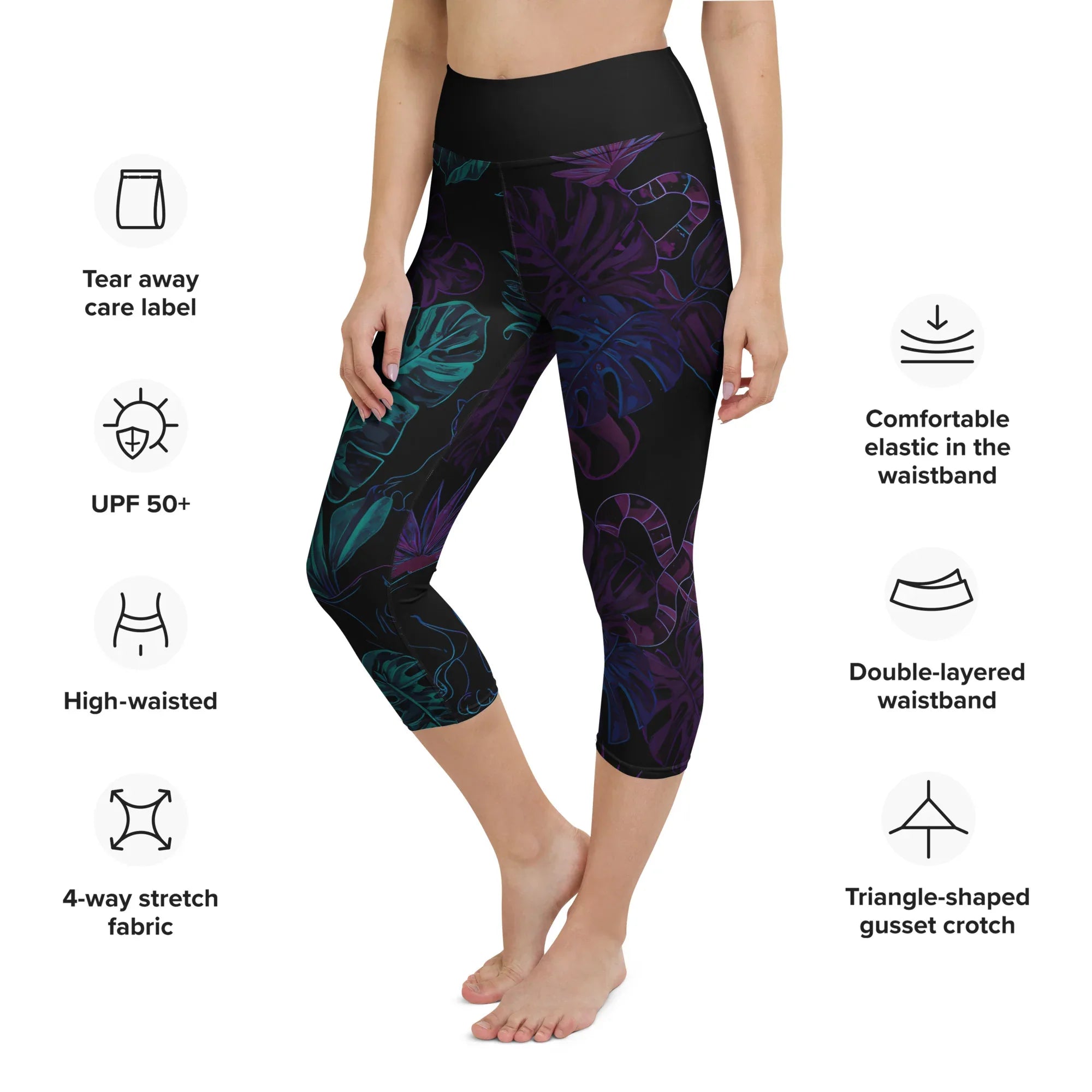 Yoga Capri Leggings Yoga Leggings AwRans Clothing all-over-print-yoga-capri-leggings-white-left-front-687b58e224a8c