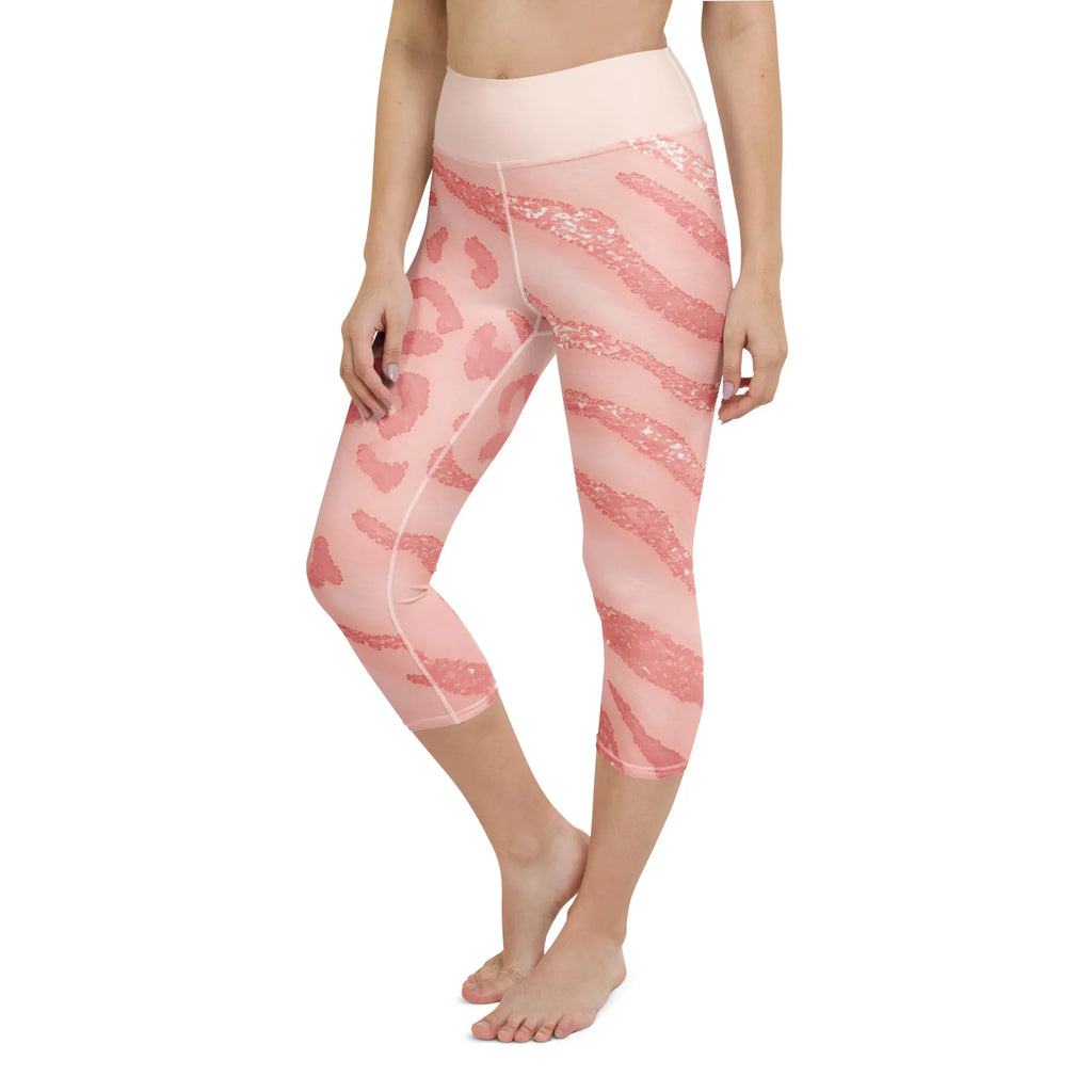 Yoga Capri Leggings Yoga Leggings AwRans Clothing all-over-print-yoga-capri-leggings-white-left-front-687b594f77c88