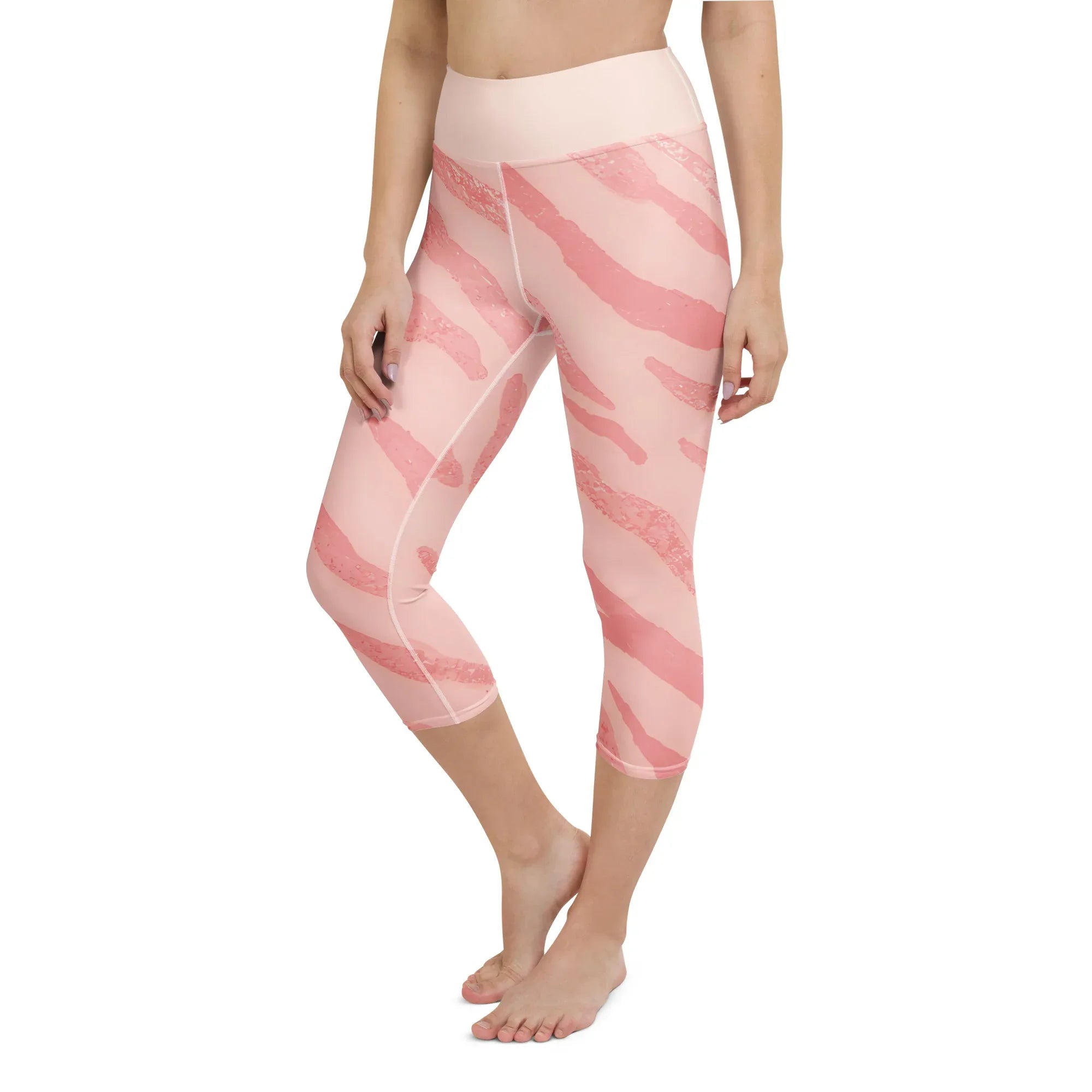 Yoga Capri Leggings Yoga Leggings AwRans Clothing all-over-print-yoga-capri-leggings-white-left-front-687b5a651ce02